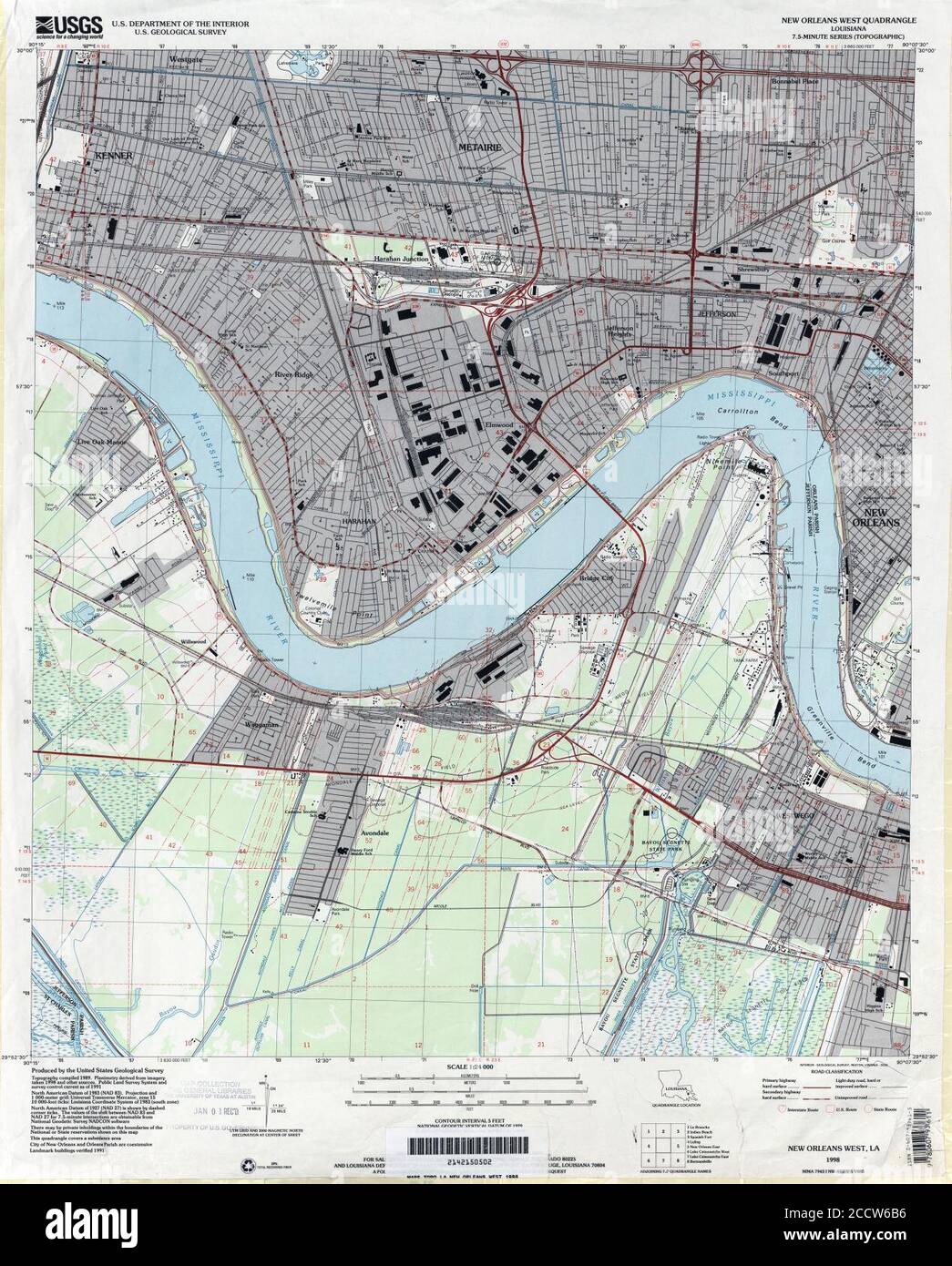 Jefferson Parish Property Map Jefferson Parish Louisiana Riverfront New Orleans Map 1998 Stock Photo -  Alamy
