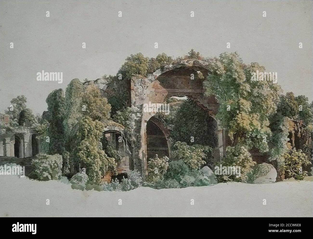 Johann Christian Reinhart - Ruines de la Villa Adriana à Tivoli. Stock Photo