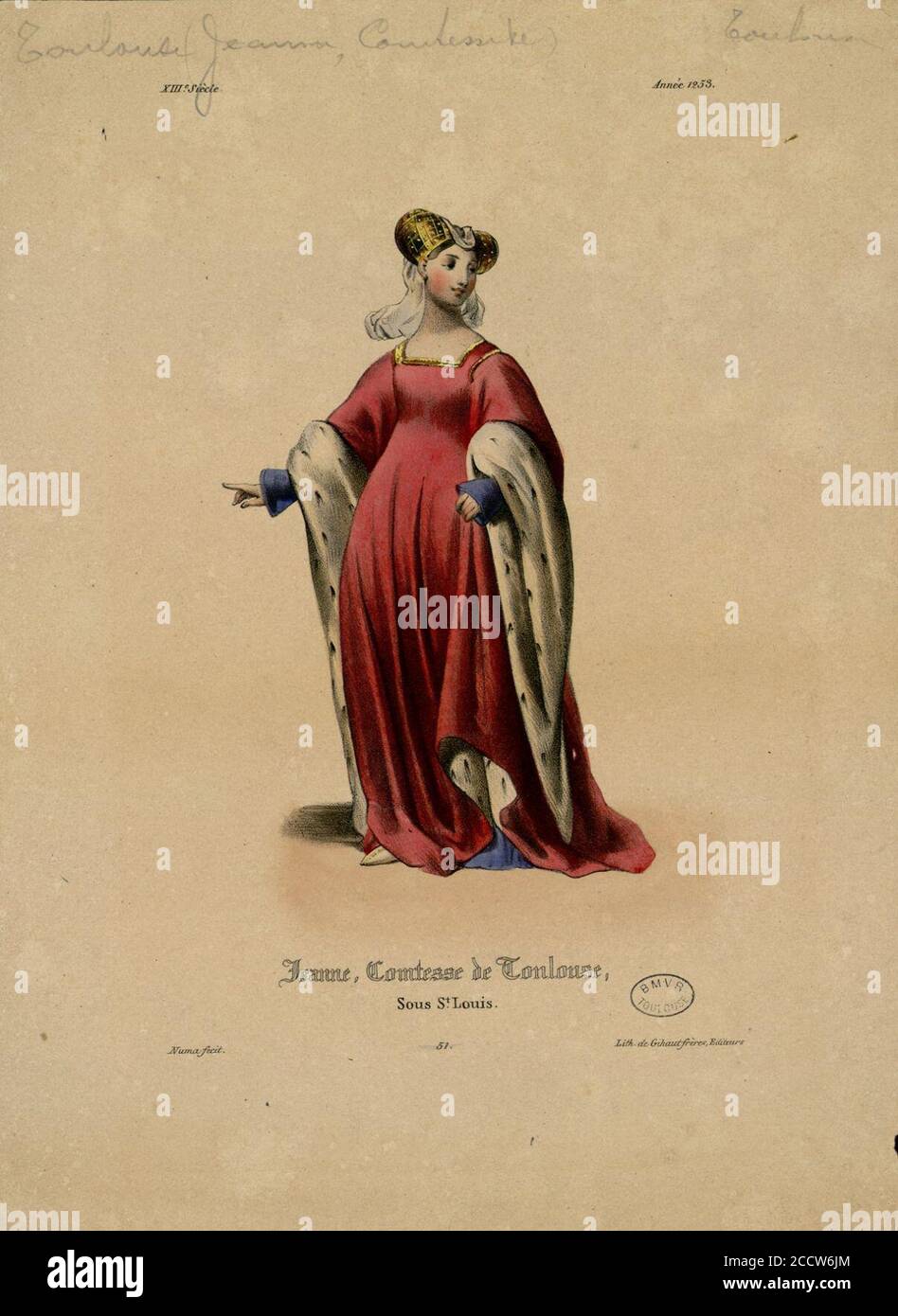 Jeanne, Comtesse de Toulouse, sous St. Louis (Année 1253) - Fonds Ancely - B315556101 A NUMA 001. Stock Photo