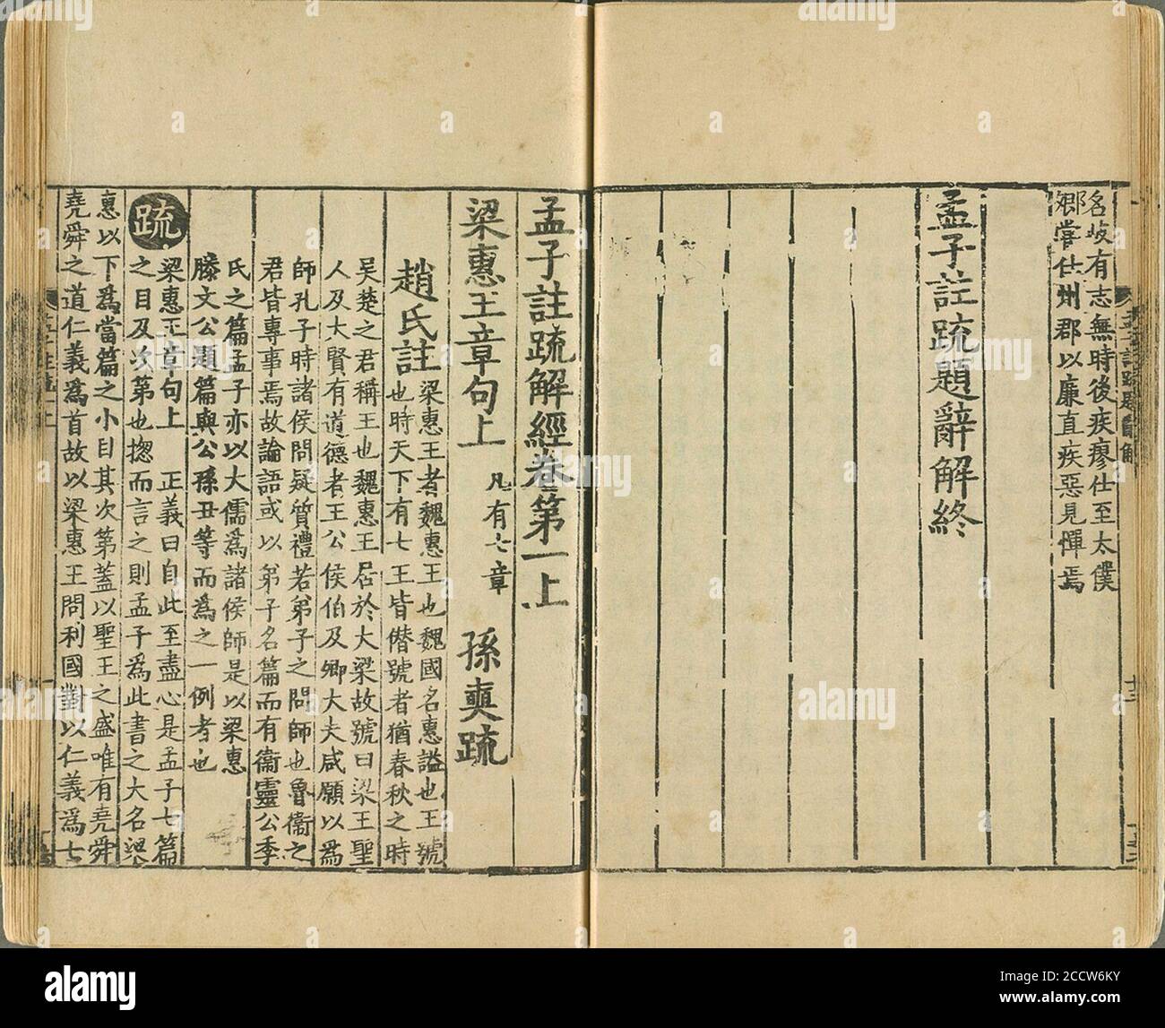 Jiatai Era Mencius title page. Stock Photo