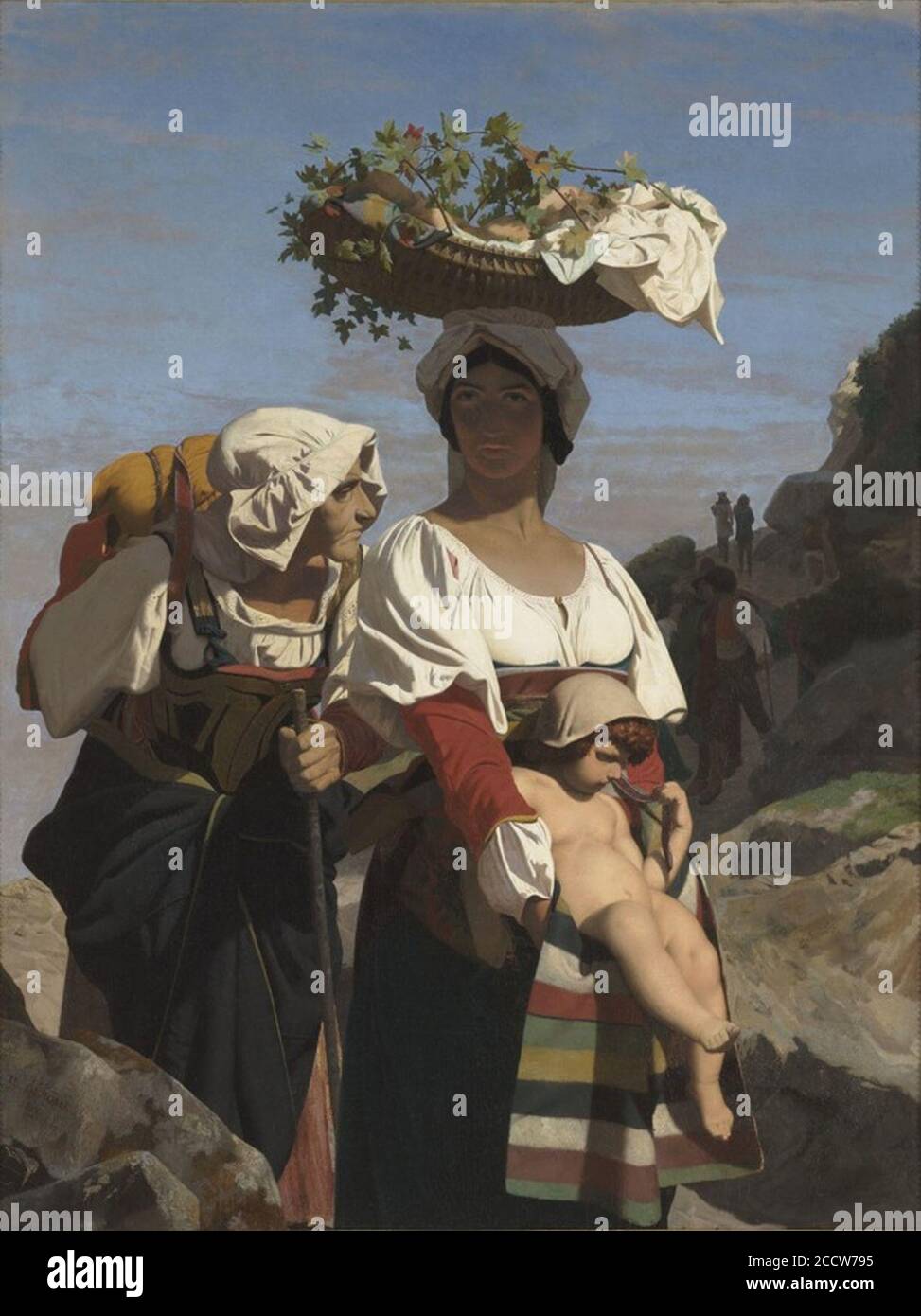 Jean-Léon Gérôme, Deux Paysannes italiennes et un enfant. Stock Photo