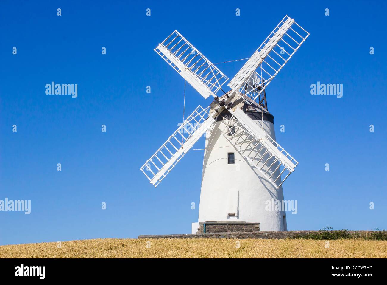 The traditional Ballycopeland Windmill on a bright summers day. This historic stone built tower is a local landmark outside of Millisle County Down No Stock Photo