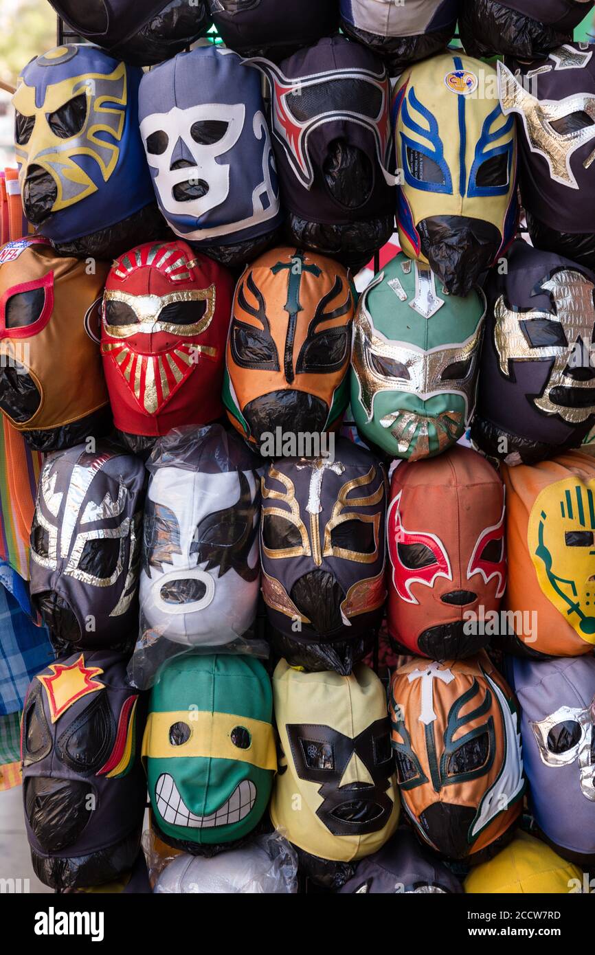 Mexican wrestling "Lucha Libre" masks for sale on the street in Tijuana