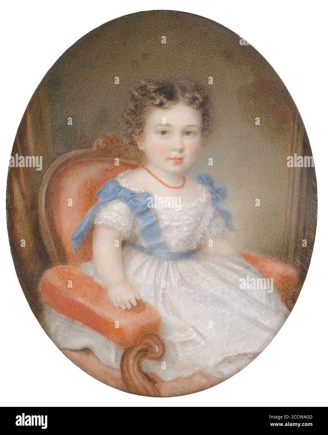 Johann Richard Schwager Bildnis eines Knaben mit roter Halskette 1864. Stock Photo