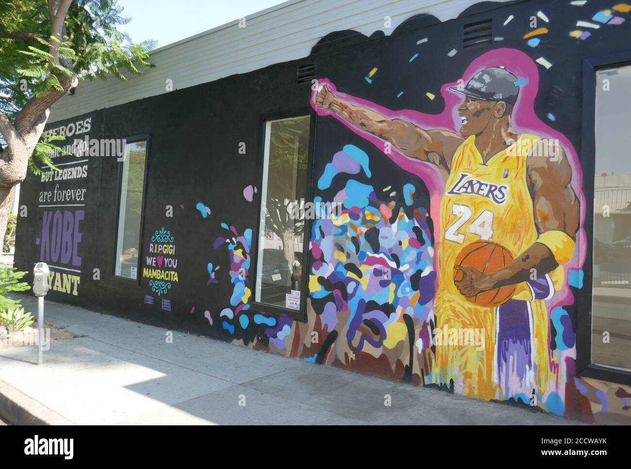 Los Angeles, California, USA 24th August 2020 A general view of atmosphere of Kobe Bryant and Gigi Bryant Street Mural Art on Kobe Bryant Day during Coronavirus Covid-19 Pandemic on August 24, 2020 in Los Angeles, California, USA. Photo by Barry King/Alamy Stock Photo Stock Photo