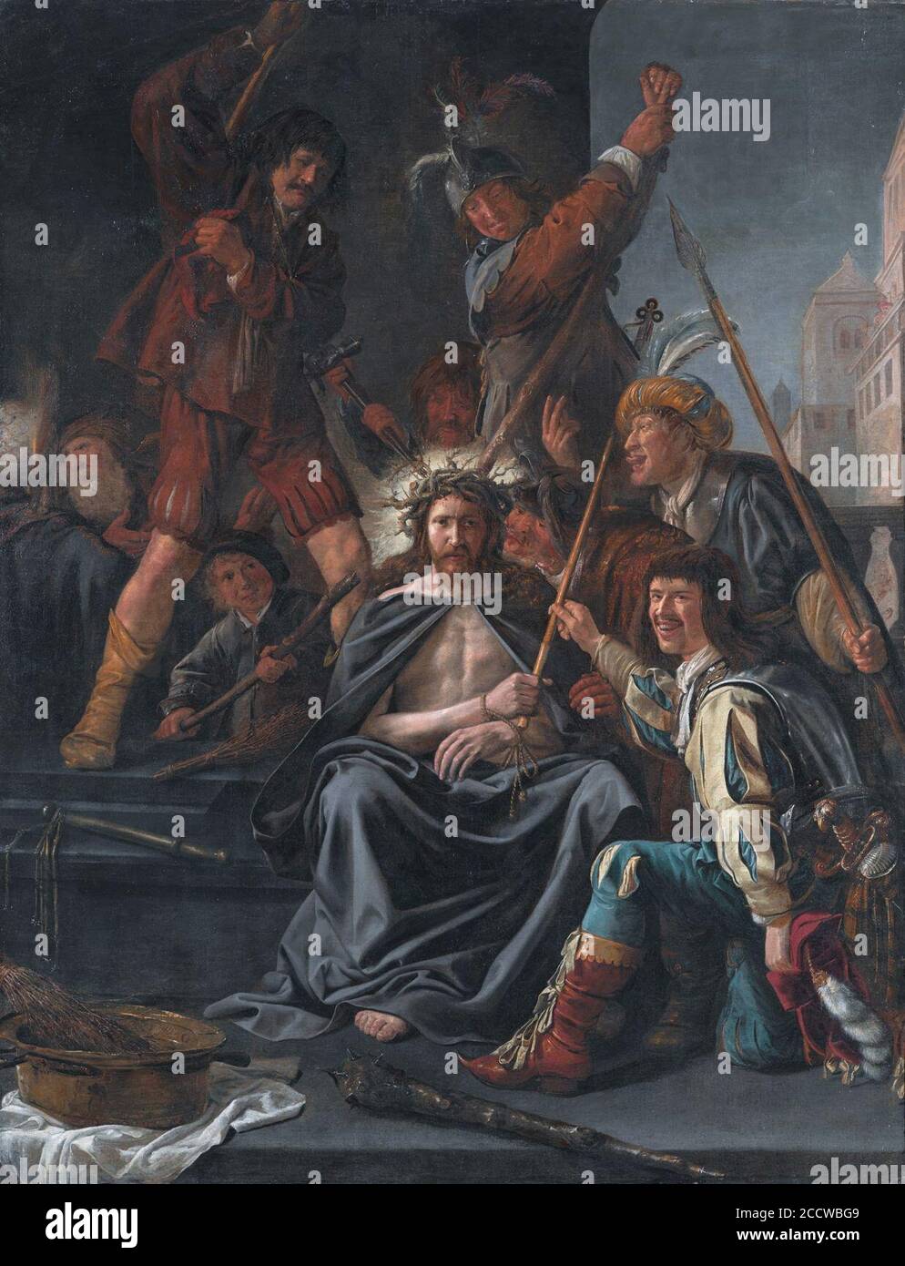 Jesus Christ being crowned with thorns, by Jan Miense Molenaer. Stock Photo