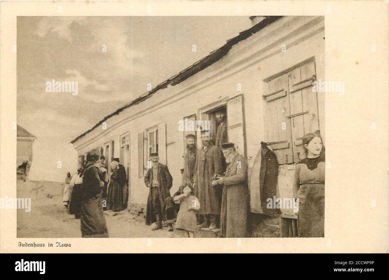 Jews in Rawa Mazowiecka, postcard -01. Stock Photo