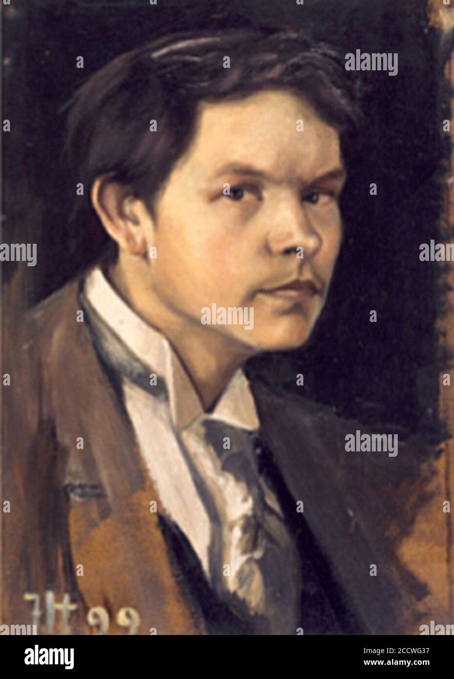 Johannes Hänsch - Selbstbildnis als Student in Hemd und Krawatte 1899. Stock Photo
