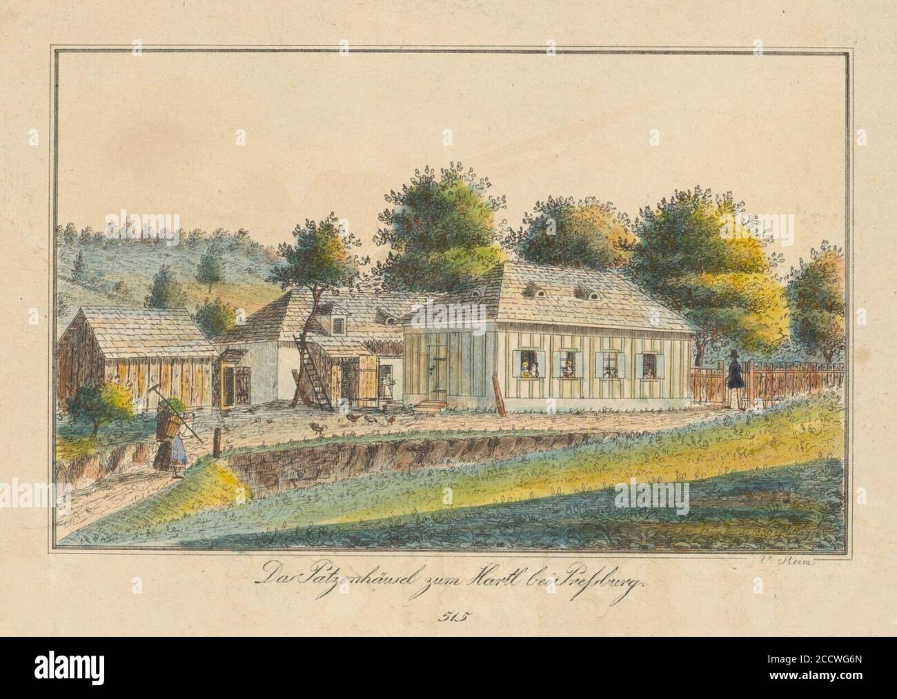 Johann Vinzenz Reim - Das Patzenhäusel zum Hartl bei Pressburg. Stock Photo