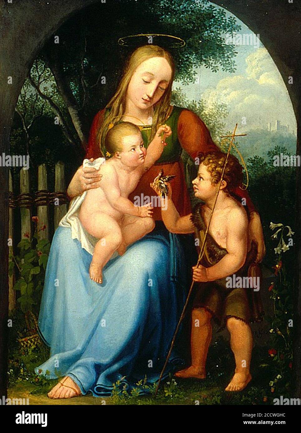 Johann Caspar Schinz - Maria mit Jesuskind und dem Johannesknaben. Stock Photo