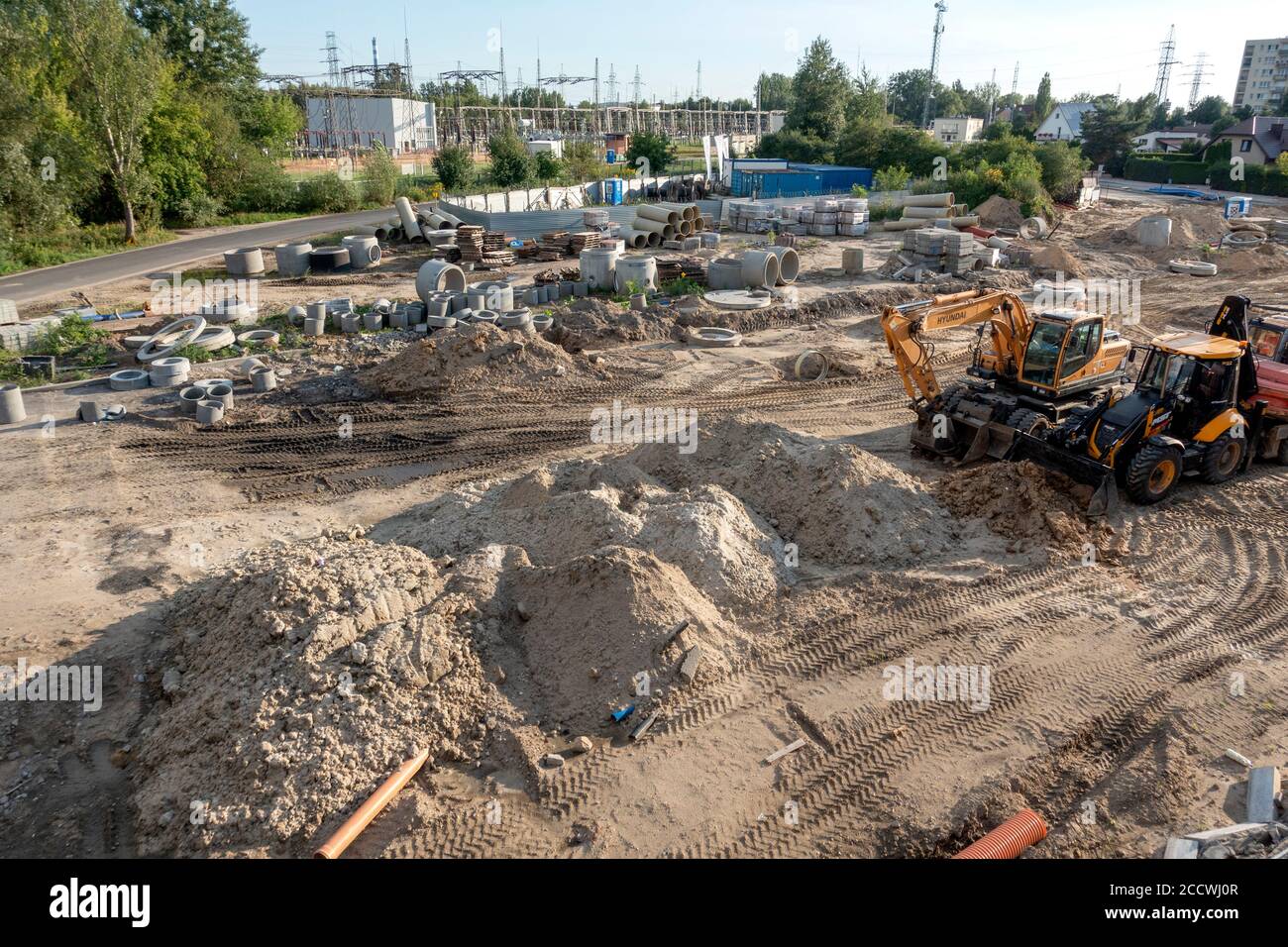 Polish construction site for the planning of housing development. Jozefoslaw Warszawa Poland Stock Photo