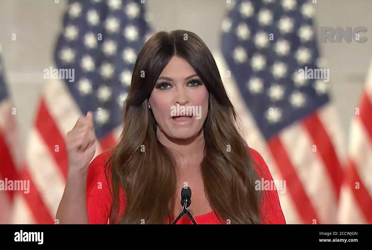 In this image from the Republican National Convention video feed, Kimberly Guilfoyle, National Chair, Victory Finance Committee, makes remarks during the first day of the convention on Monday, August 24, 2020.Credit: Republican National Convention via CNP | usage worldwide Stock Photo