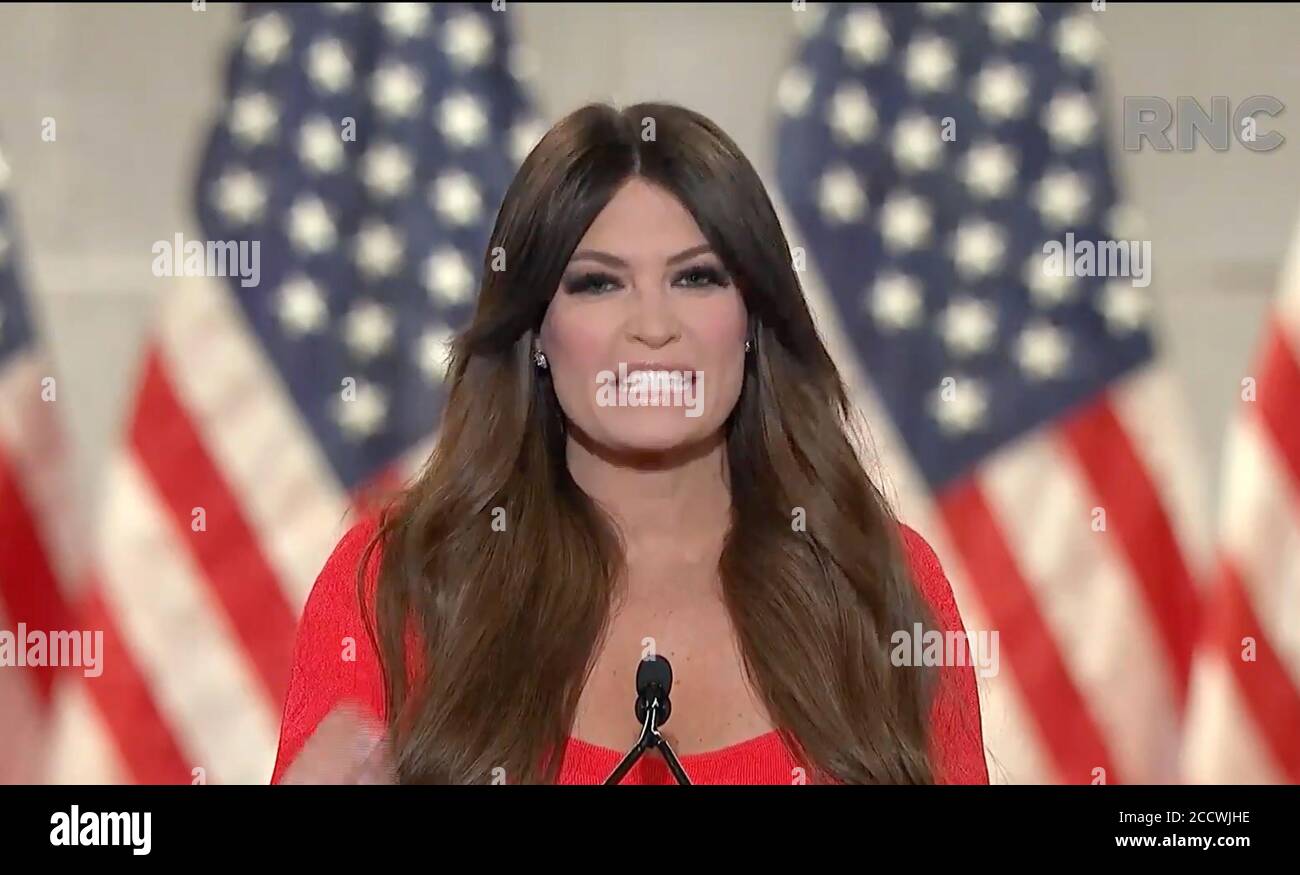 In this image from the Republican National Convention video feed, Kimberly Guilfoyle, National Chair, Victory Finance Committee, makes remarks during the first day of the convention on Monday, August 24, 2020.Credit: Republican National Convention via CNP | usage worldwide Stock Photo