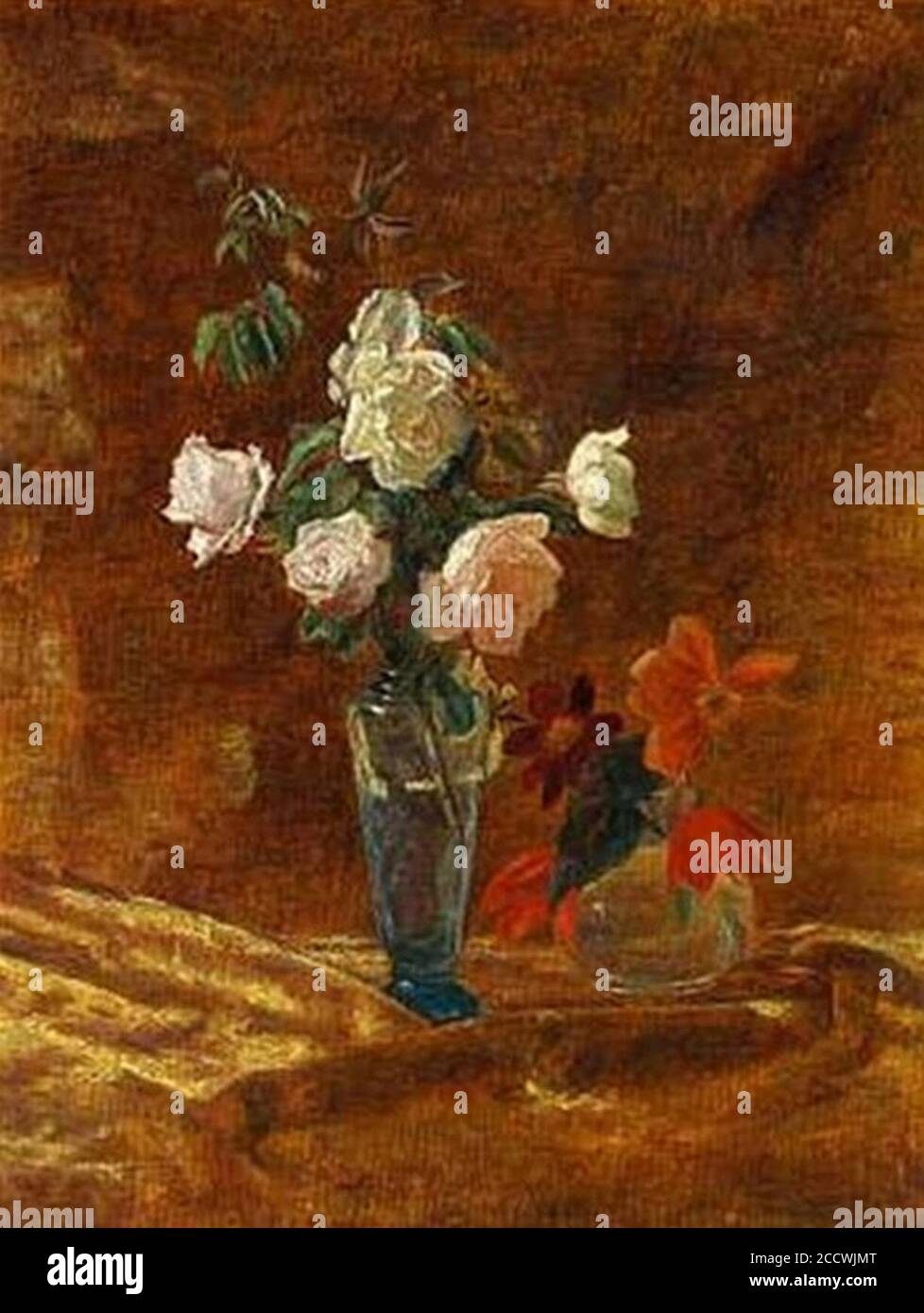 Johannes Cathrine Krebs - Opstilling med roser og andre blomster i vaser  Stock Photo - Alamy