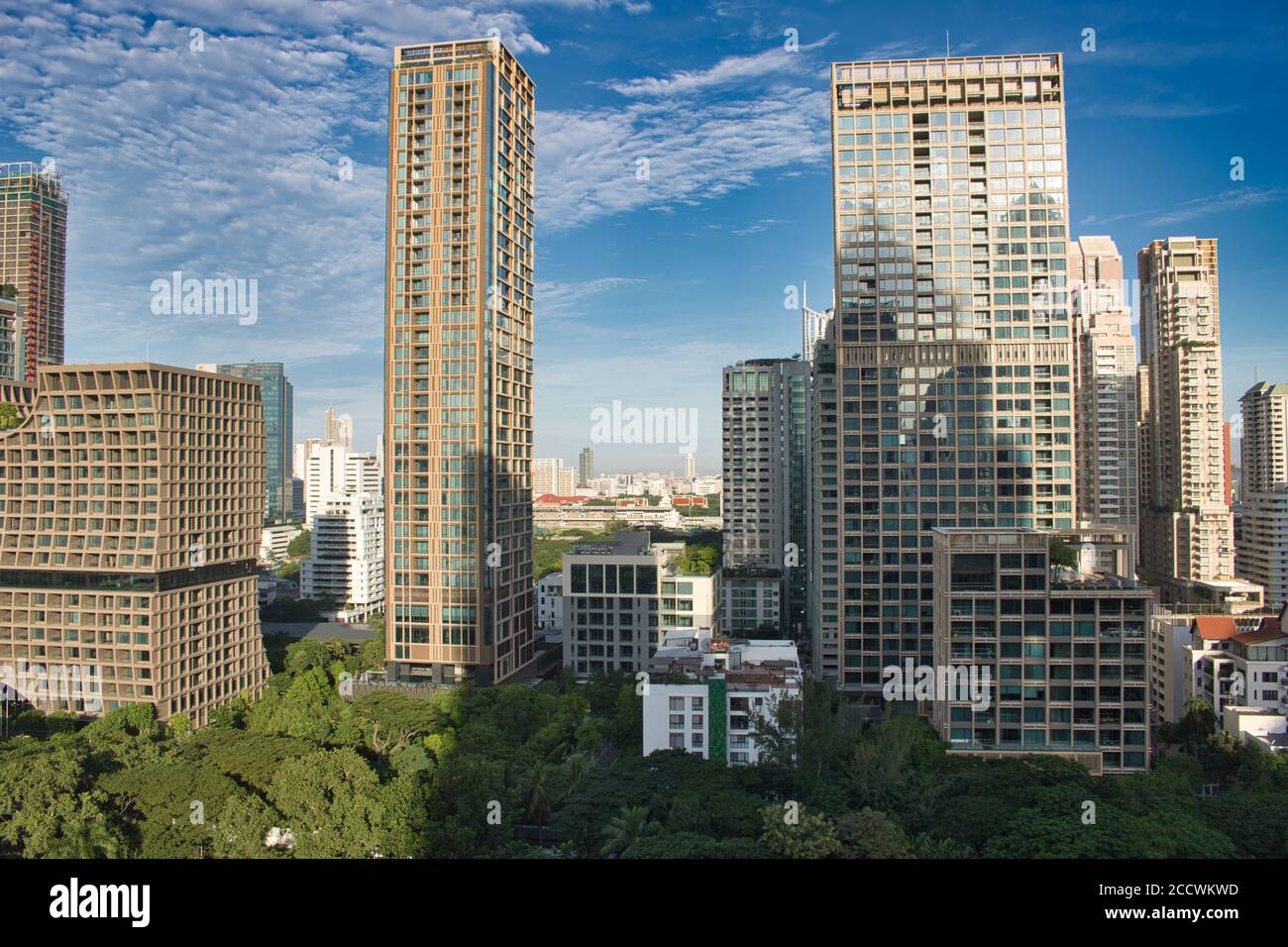 The stunning skyline of Bangkok the capital of Thailand with all its skyscrapers by day! Stock Photo