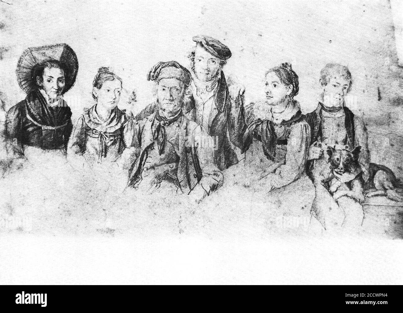 JB Isenring - Gruppenbild der Fam Isenring ca.1823 Bleistift aP (FPh47). Stock Photo