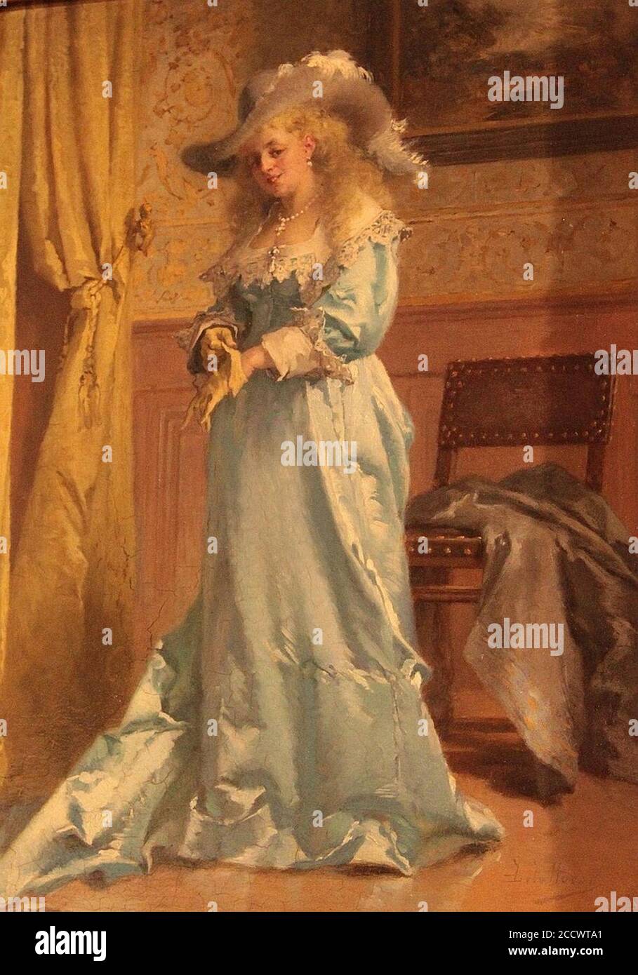 Jean De la Hoese - Jeune femme aux gants. Stock Photo