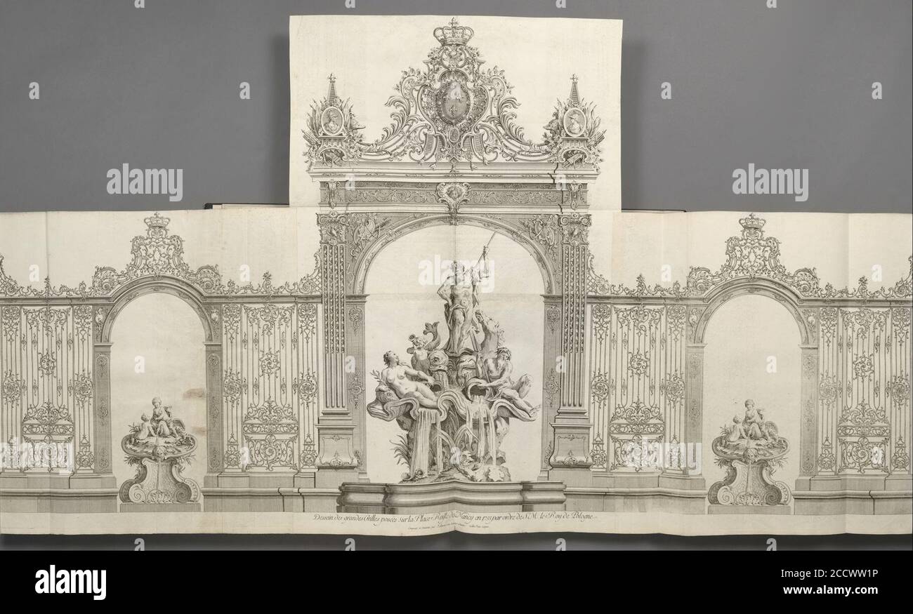 Jean Lamour - Dessein des Grandes Grilles posées sur la Place royale de Nancy en 1755 par ordre de S. M. le Roy de... Stock Photo