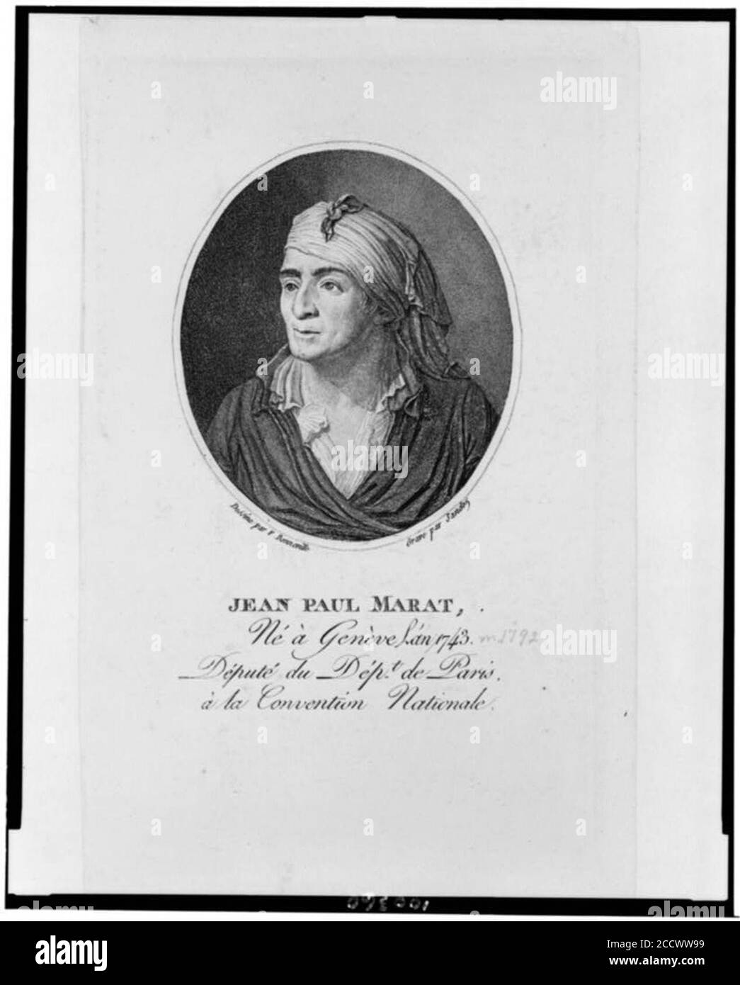 Jean Paul Marat, né à Genève l'an 1743, député du dépt. de Paris à la Convention nationale - dessine par F. Boneville ; gravé par Sandoz. Stock Photo