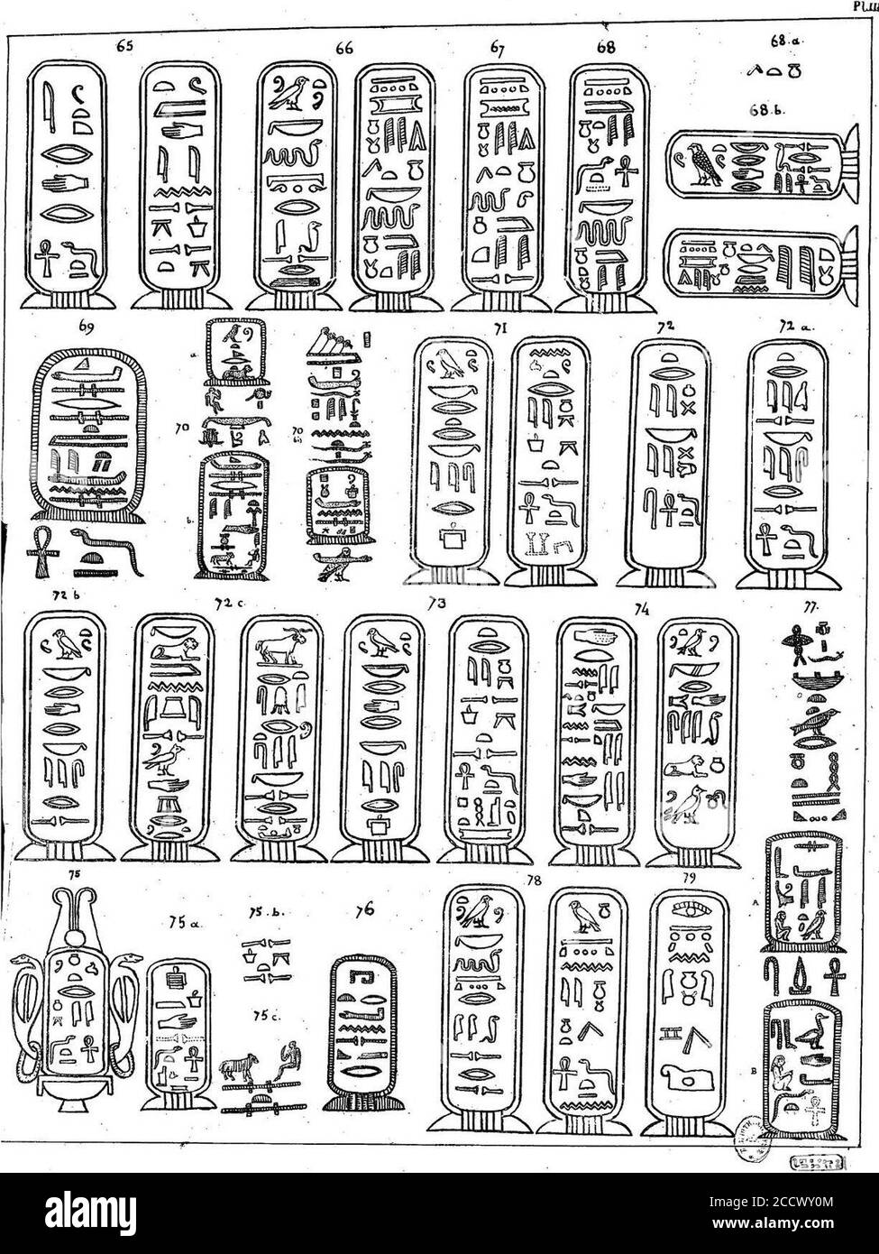 Jean-François Champollion - Lettre à M. Dacier relative à l'alphabet des hiéroglyphes phonétiques, p.56. Stock Photo