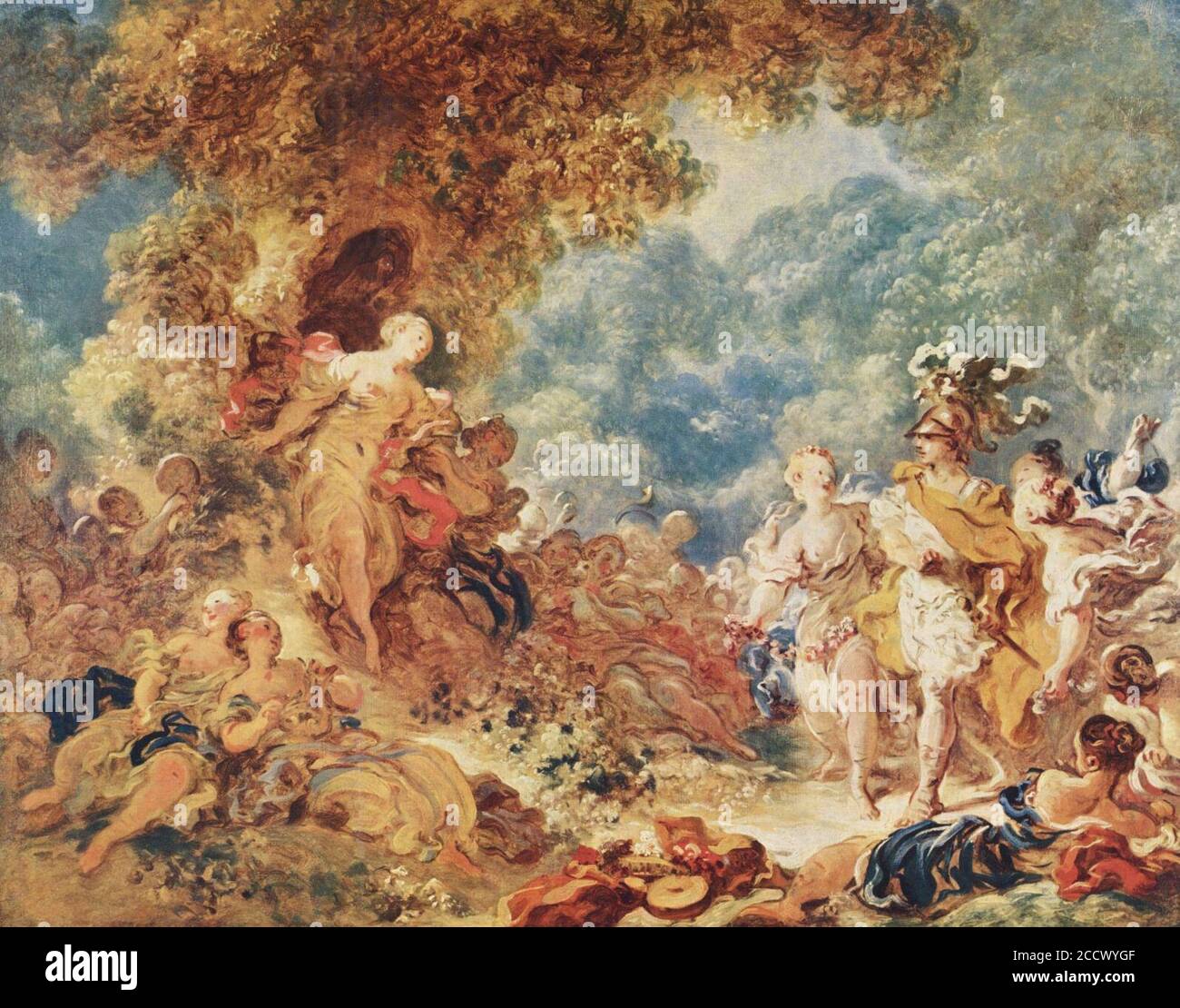Stampa Con Cornice 1art1 – L'altalena Della Felicità Di Jean-Honoré Fragonard (1767), Formato 91x61 Cm, Cornice Economy Bianca In Plastica Con Vetro Acrilico