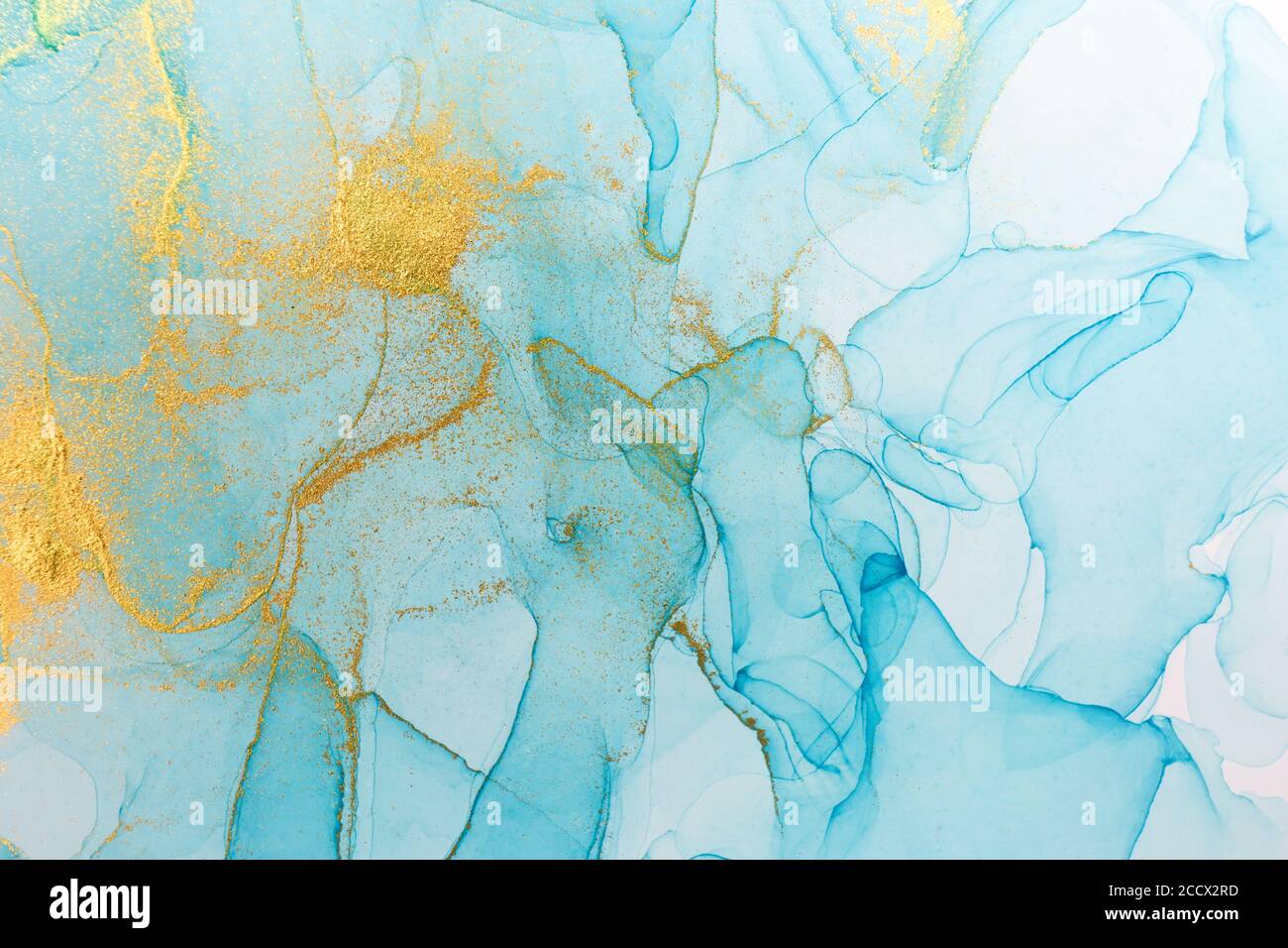 Alcohol ink blue abstract background. Ocean style watercolor texture