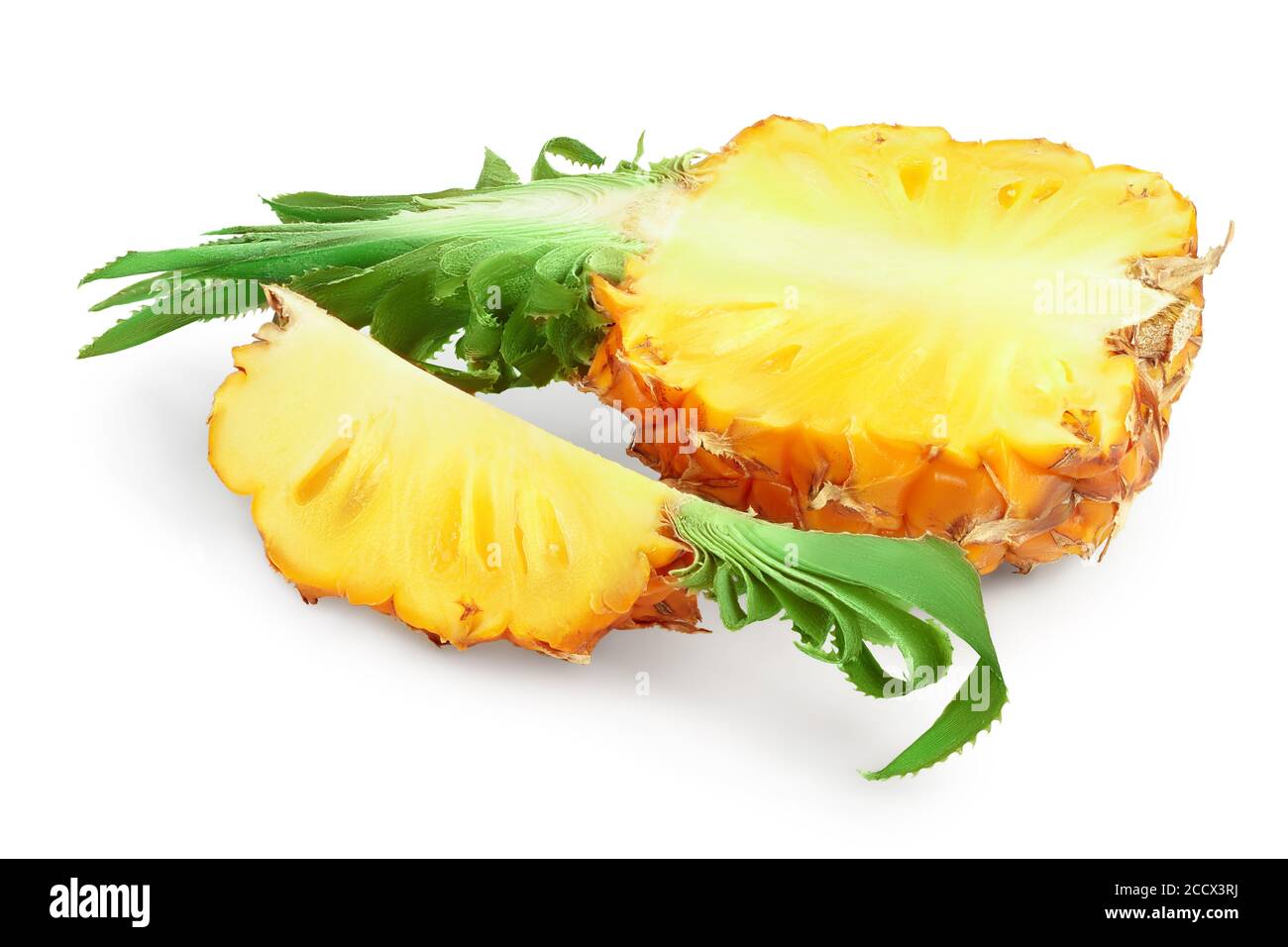 pineapple half isolated on white background with clipping path and full ...