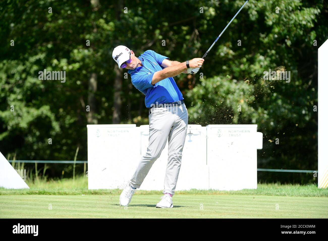 August 23, 2020: Kevin Streelman, of the United States, drives from the 16th tee box during the final round of the Northern Trust PGA golf tournament in Norton, Mass. Eric Canha/CSM Stock Photo