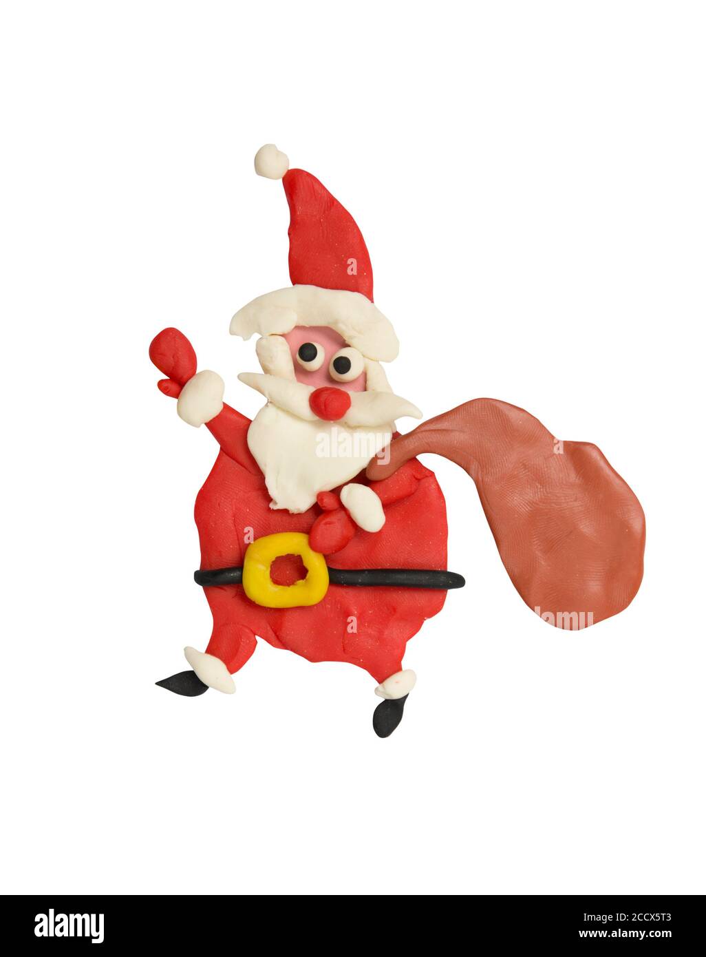 Cartoon Fun Santa Isolated On White Background Kids Artwork Stock