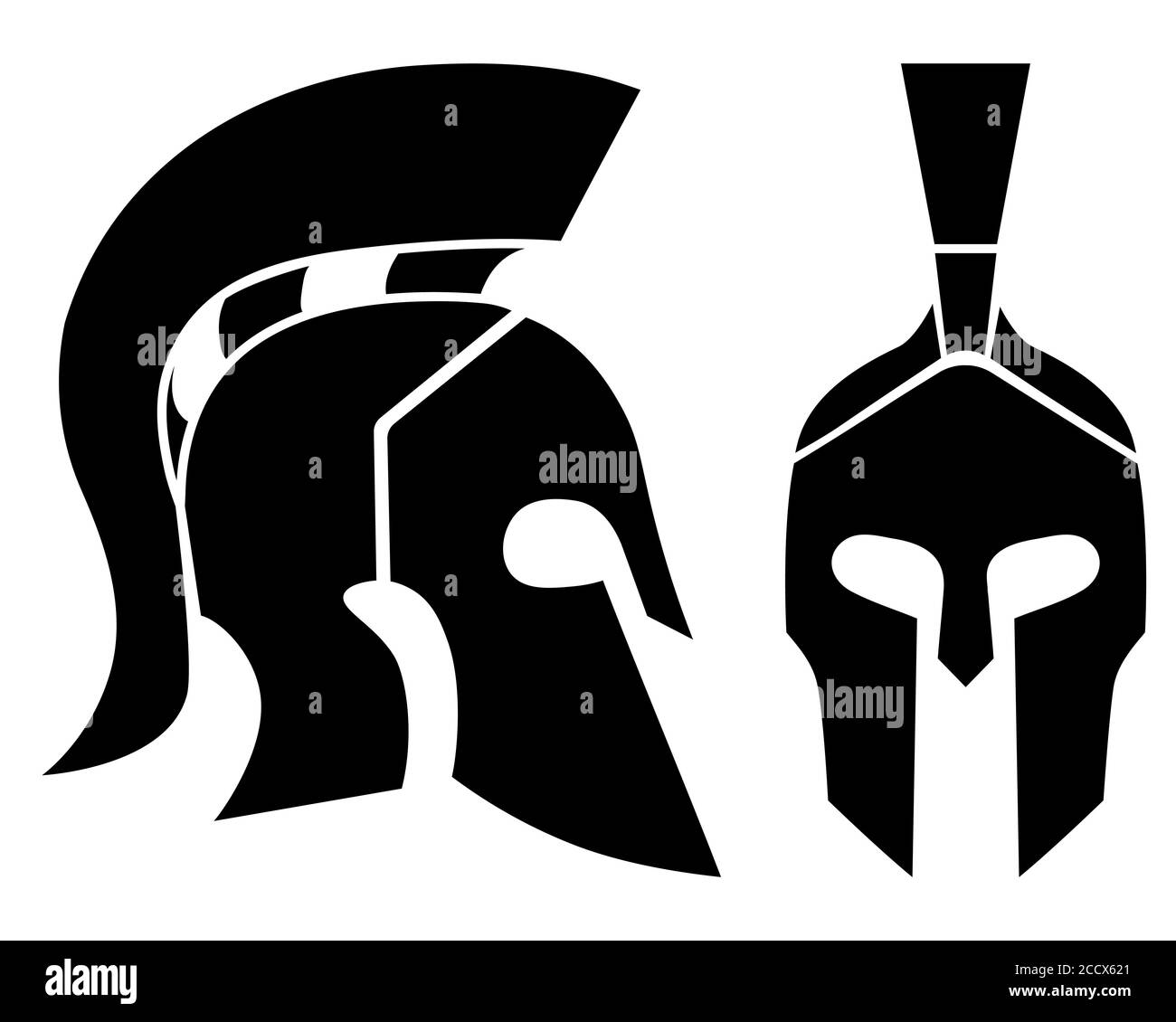 Silhouette of Spartan helmets Stock Vector