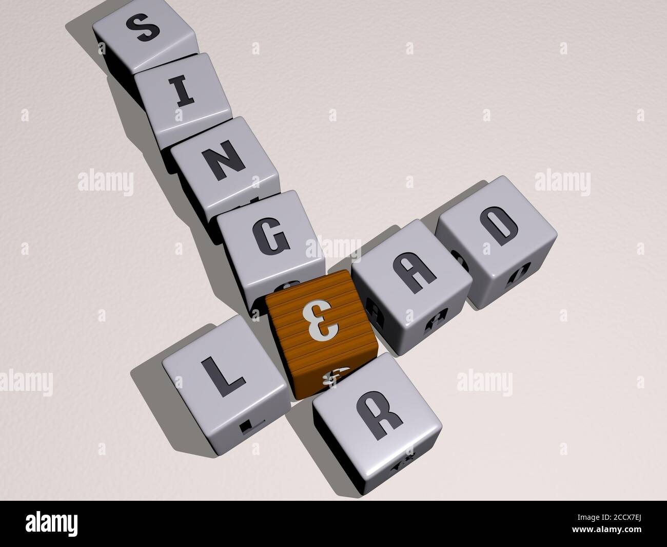 LEAD SINGER crossword by cubic dice letters, 3D illustration Stock