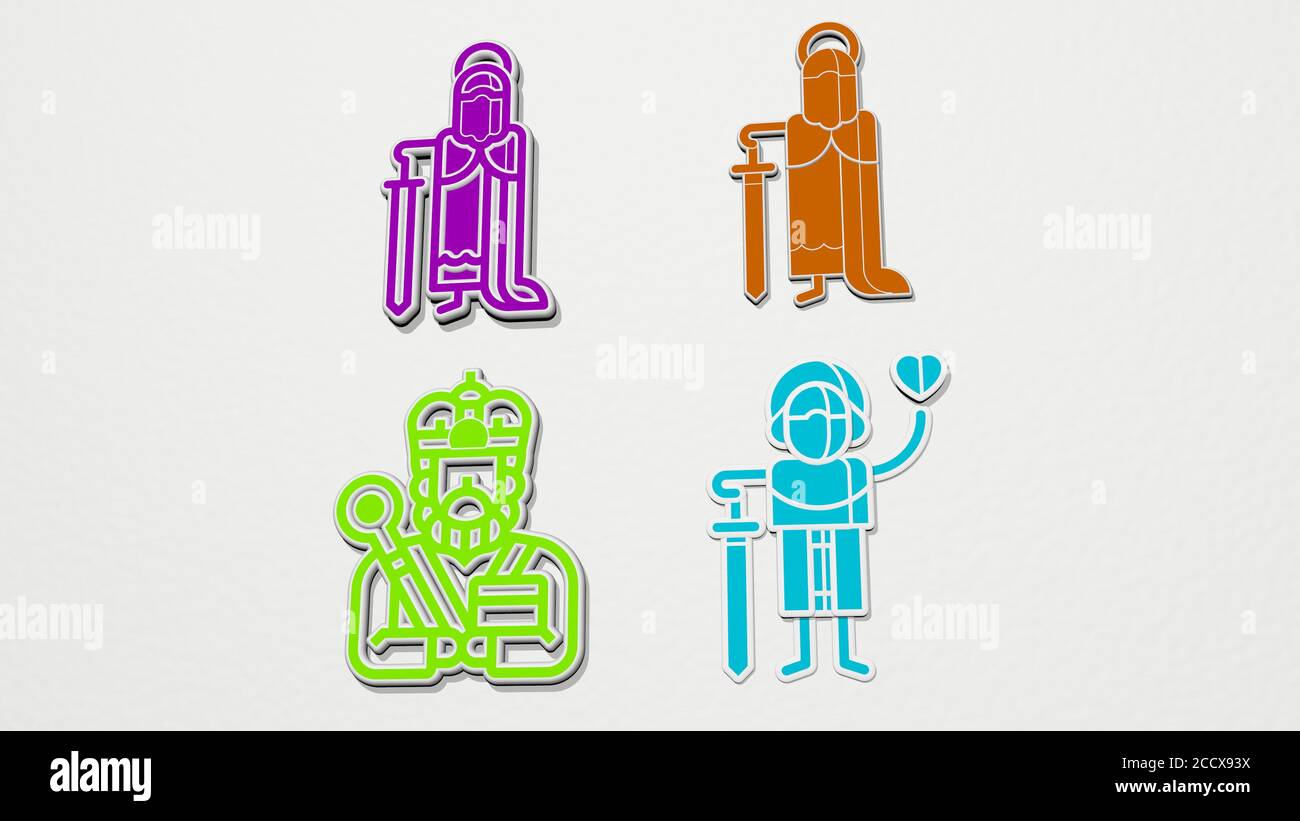 SAINT VALENTINE colorful set of icons, 3D illustration Stock Photo - Alamy