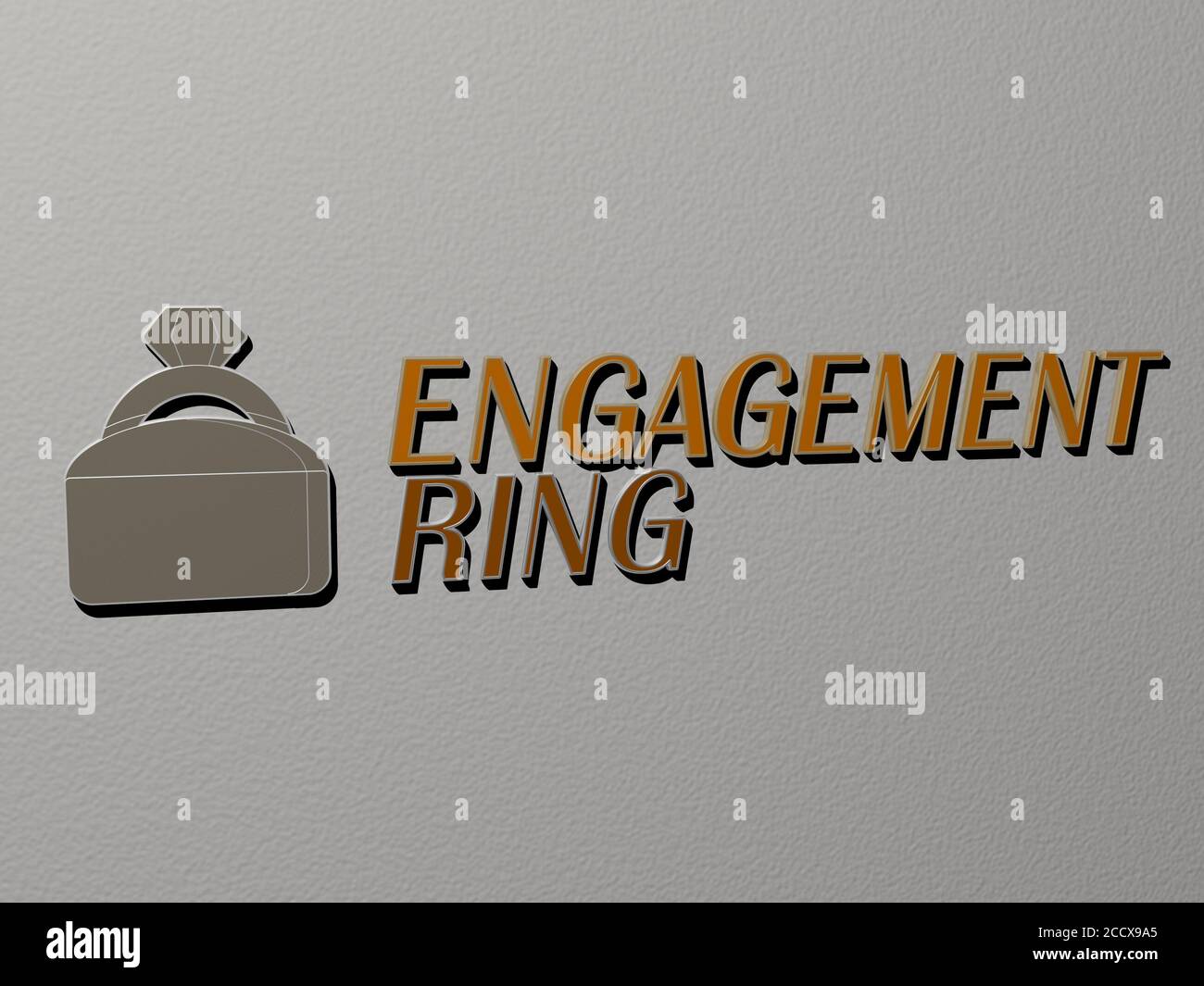 engagement ring icon and text on the wall, 3D illustration Stock Photo ...