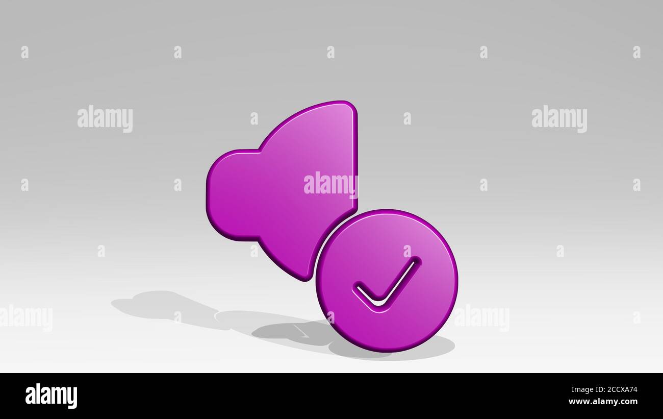 VOLUME CONTROL CHECK 3D icon casting shadow, 3D illustration Stock ...