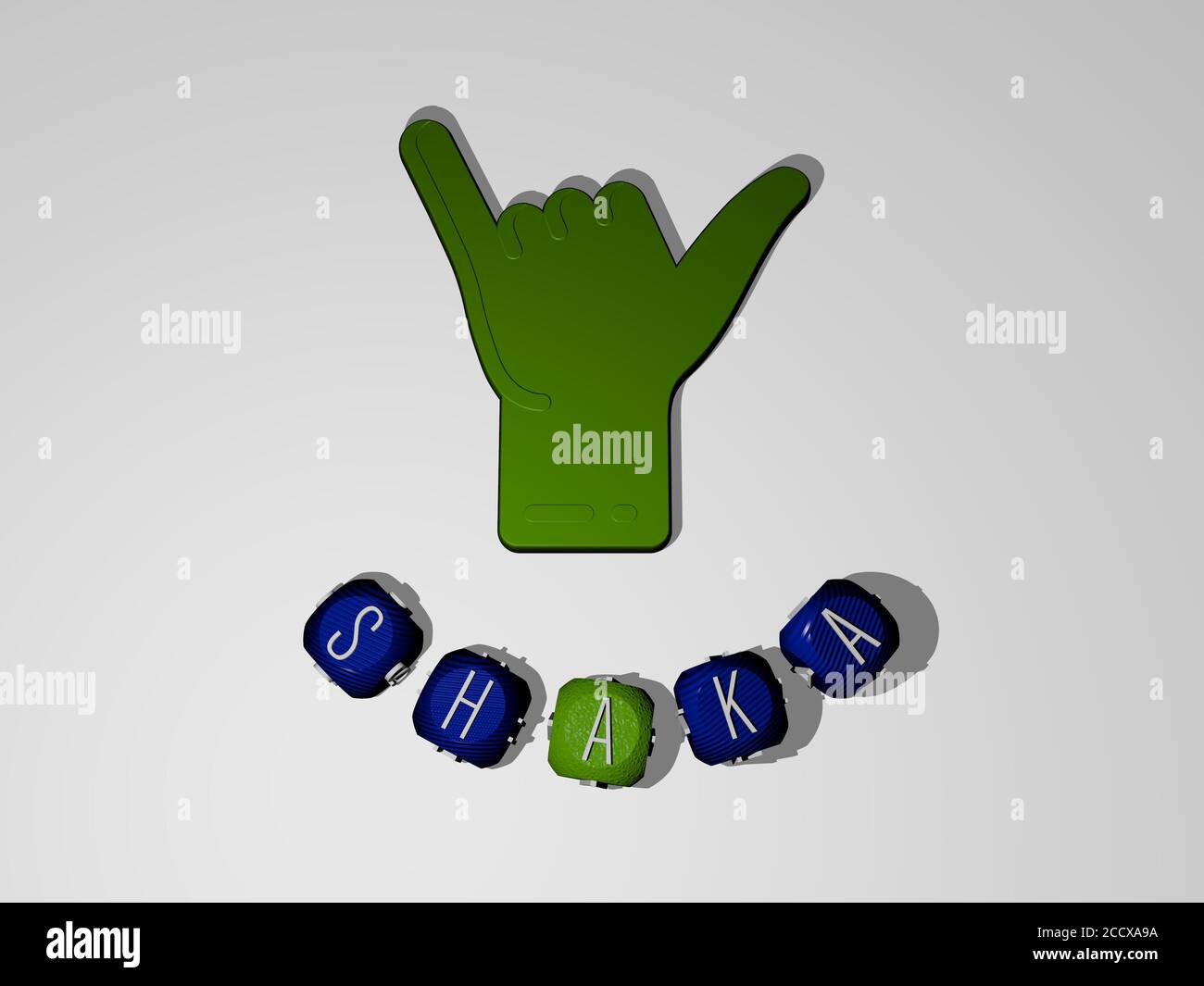 SHAKA text around the 3D icon, 3D illustration Stock Photo - Alamy