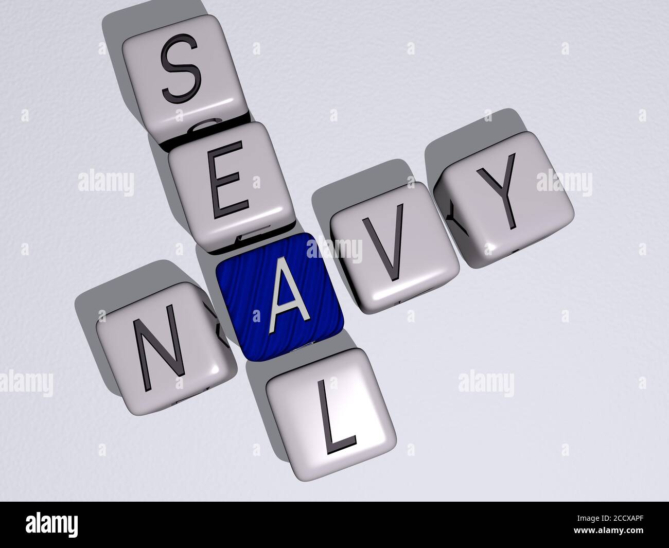 NAVY SEAL crossword by cubic dice letters, 3D illustration Stock Photo