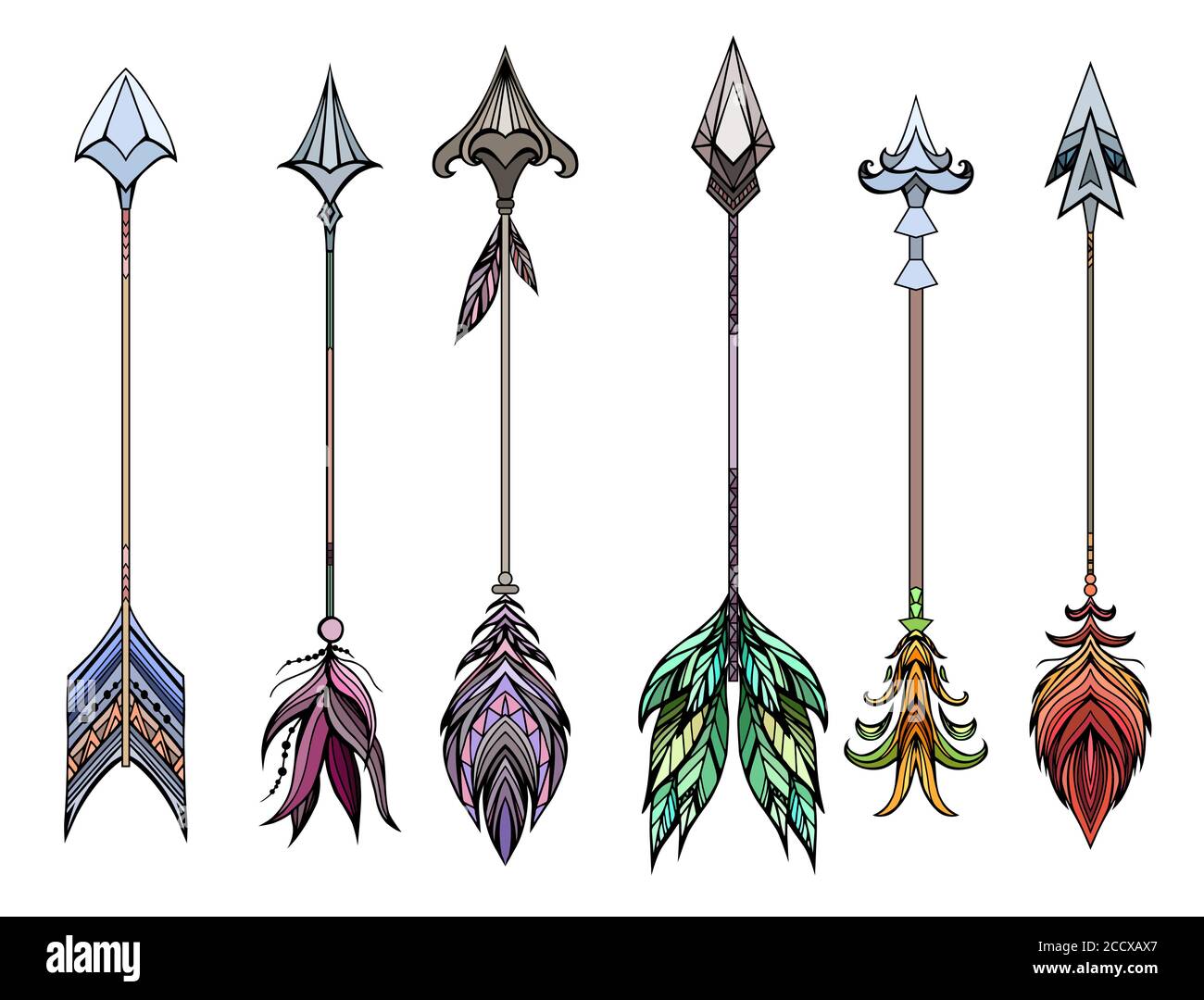 Set of colored boho arrows. Vector element for your creativity Stock Vector