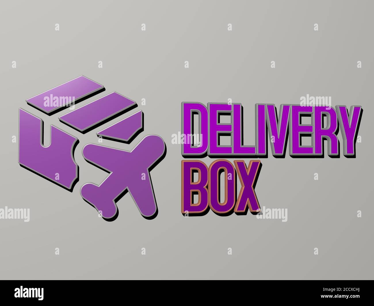 DELIVERY BOX icon and text on the wall, 3D illustration Stock Photo Alamy