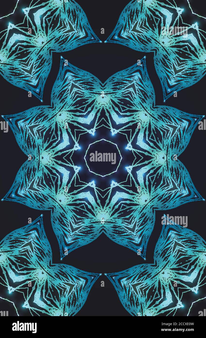 Seamless texture with mandalas and sparkles on a dark background. Vector pattern for your creativity Stock Vector