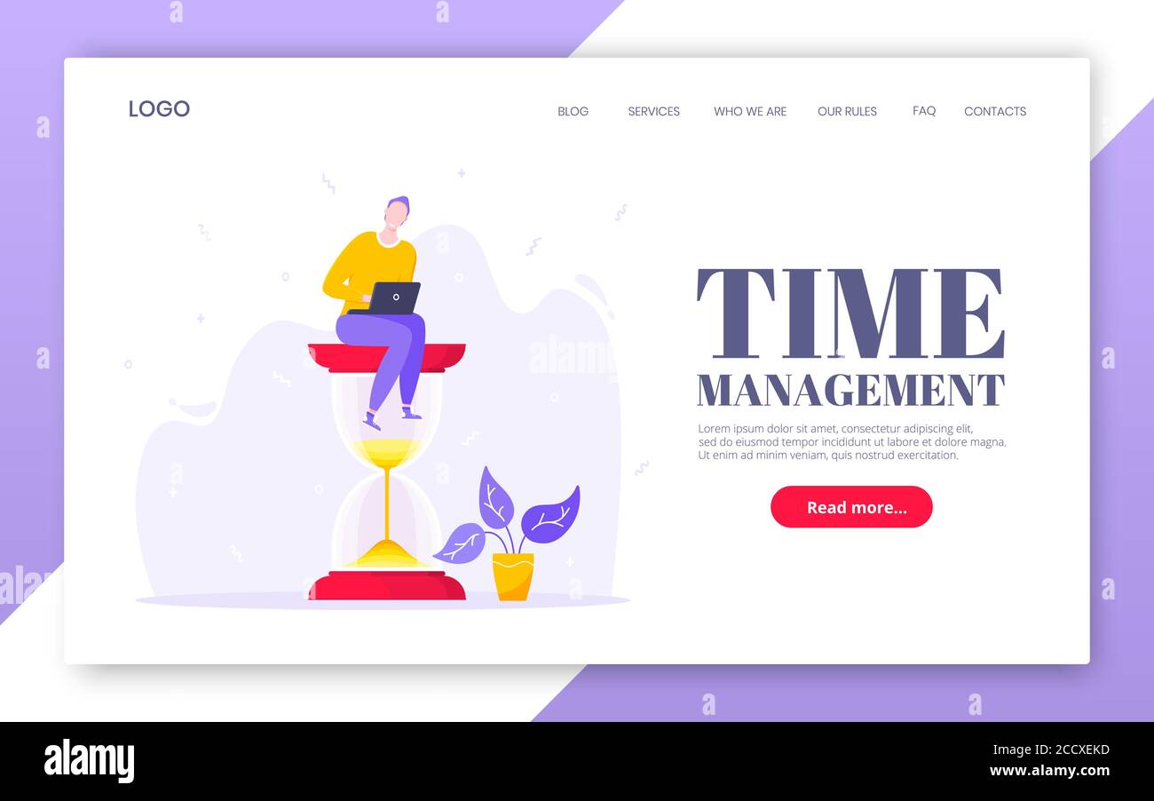 Time management business concept with tiny person sitting on giant ...