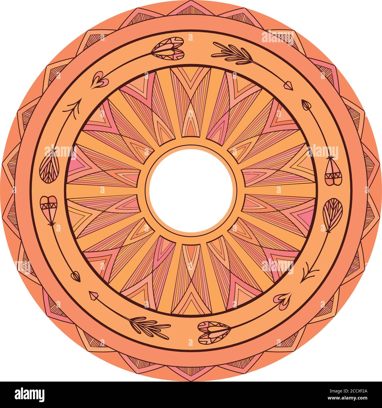 Round boho ornament. Native pattern. Vector element for your creativity Stock Vector