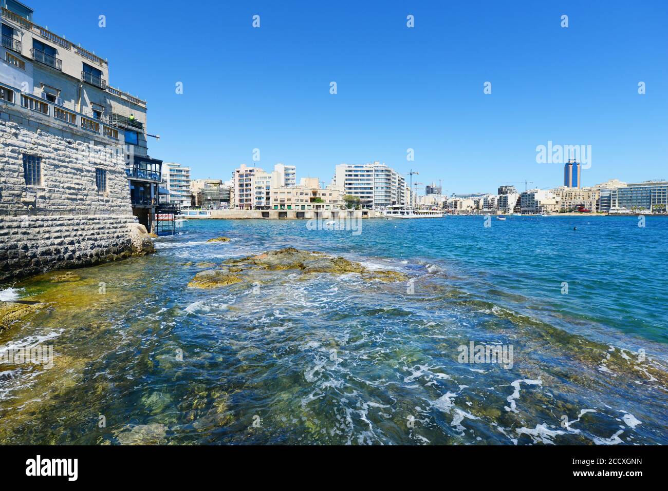 St. Julian's Bay in Malta. Stock Photo
