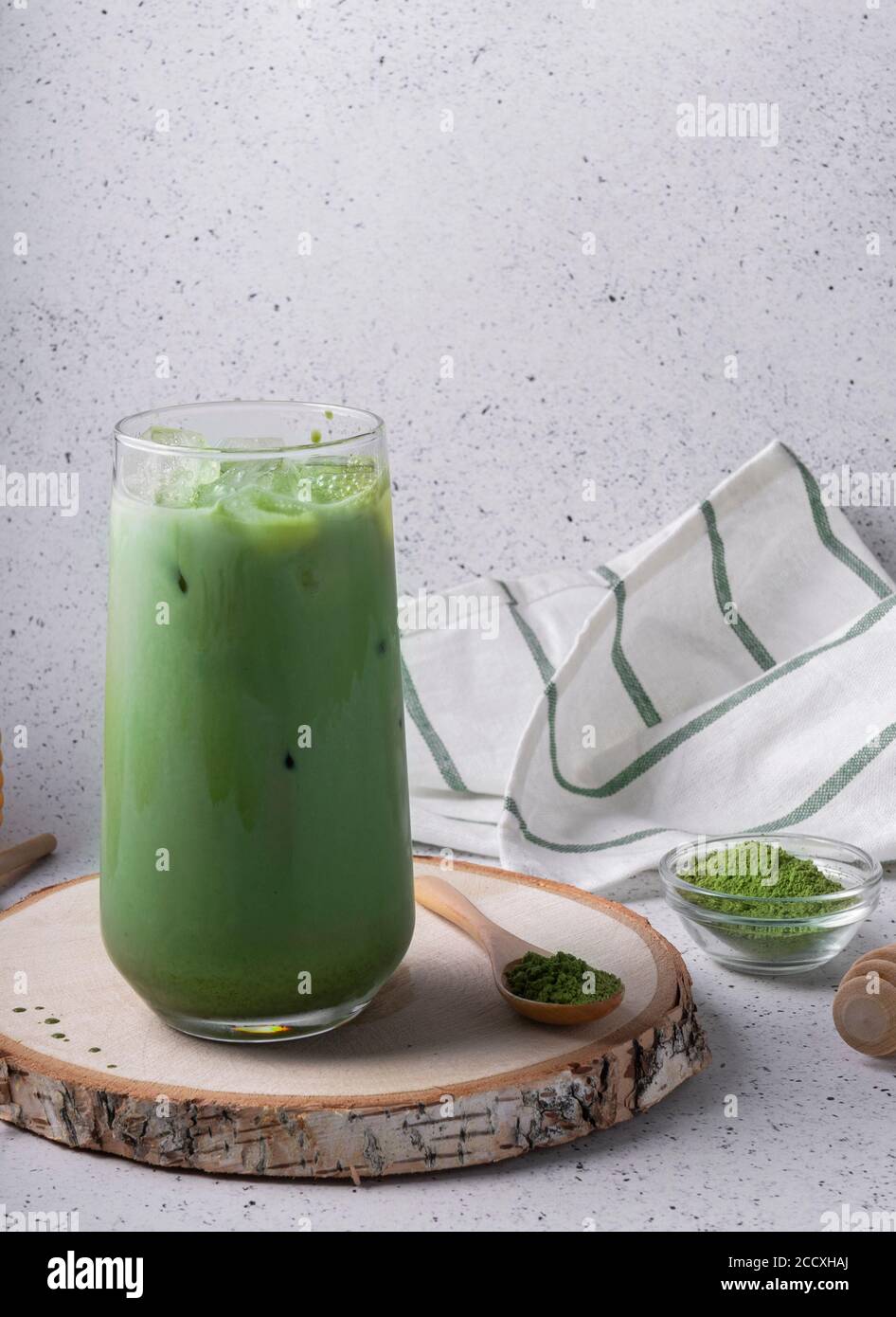 Green Matcha Tea Glass Thermo Cup Stock Photo 1725544681