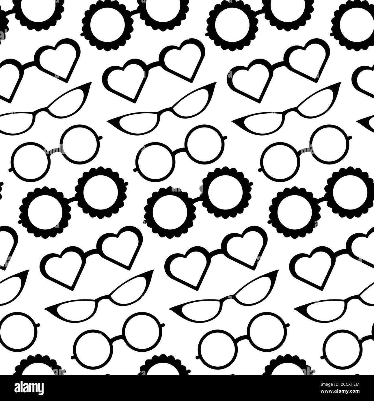 Seamless texture with glasses on diagonal. Vector background for your creativity Stock Vector