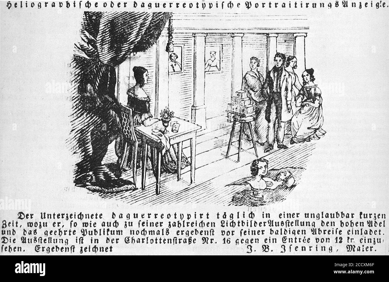Johann Baptist Isenring in Stuttgart, Anzeige in der Schwäbischen Chronik, Mai 1841. Stock Photo