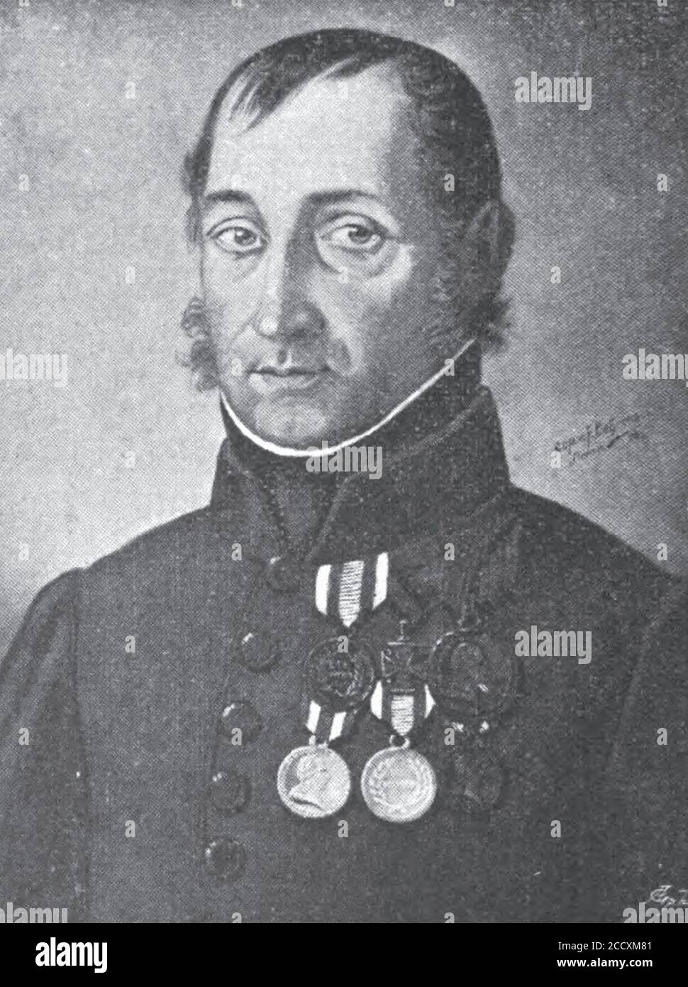 Johann Baptist Türk (schwarzweiß mit 3 Medaillen). Stock Photo