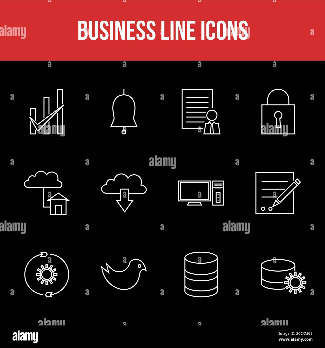Unique Business Line icon set Stock Vector