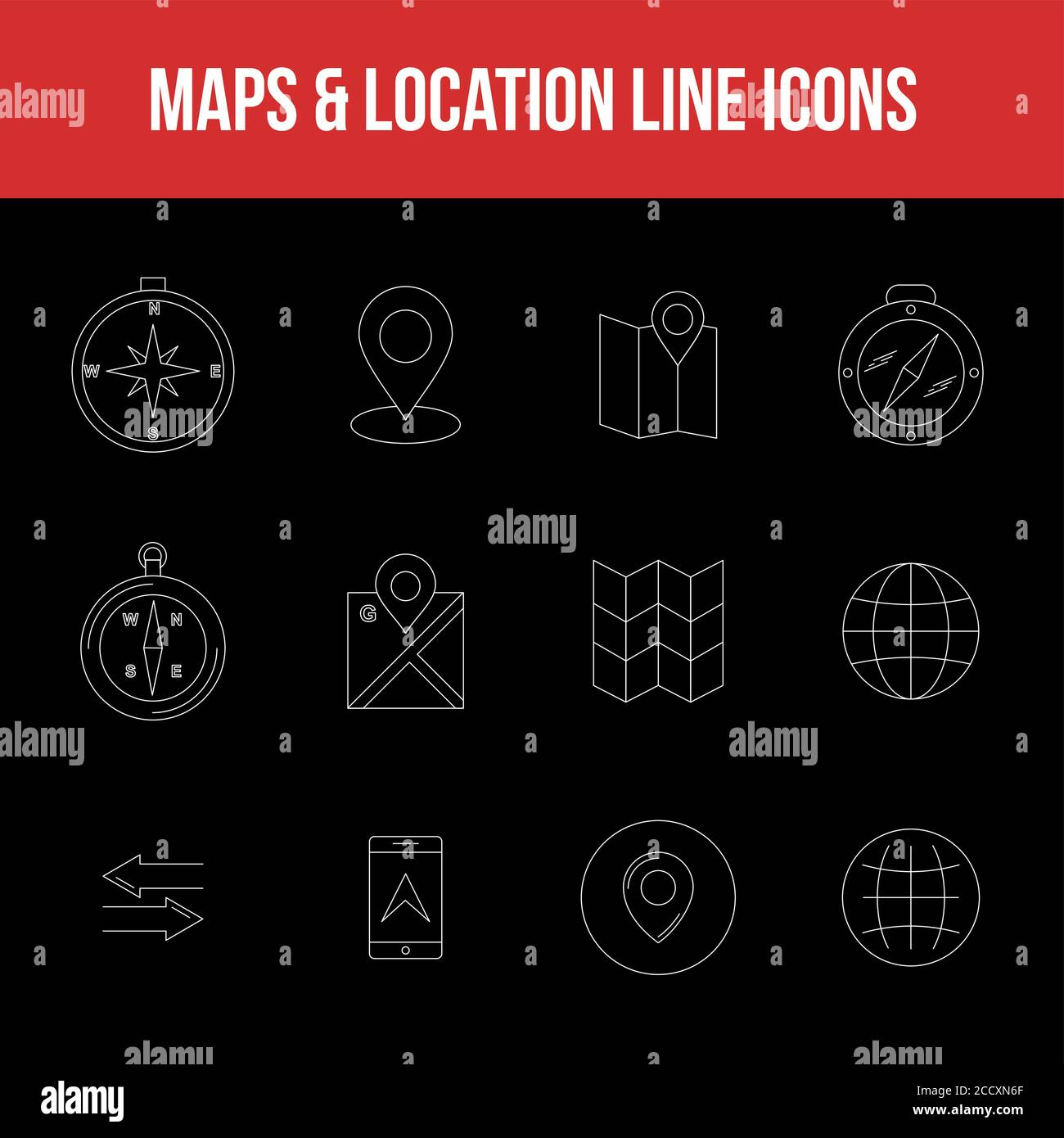 Unique Maps & location Line icon set Stock Vector Image & Art - Alamy