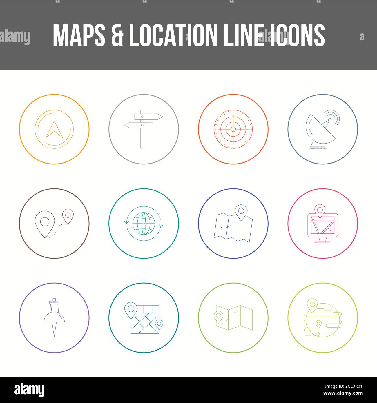 Unique Maps & location Line icon set Stock Vector Image & Art - Alamy