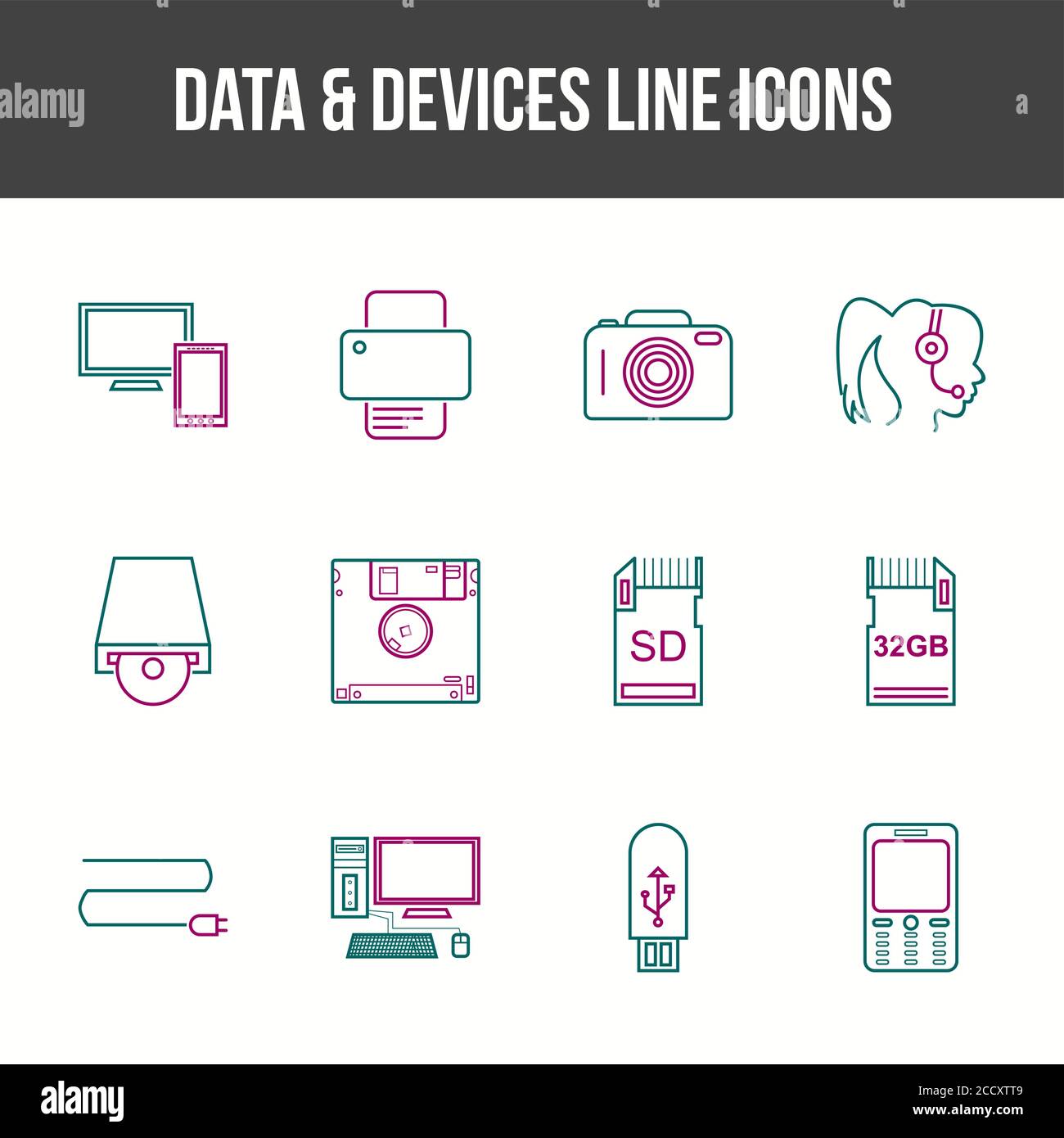 Unique Data & Devices Line icon set Stock Vector Image & Art - Alamy